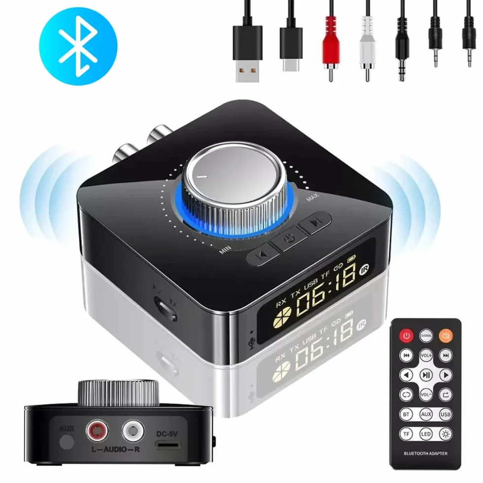 DollaTek Bezprzewodowy adapter audio 2 w 1, kompatybilny z Bluetooth, lekki odbiornik nadajnik do telewizora, PC, stereo, po??cz g?o?nik, s?uchawki