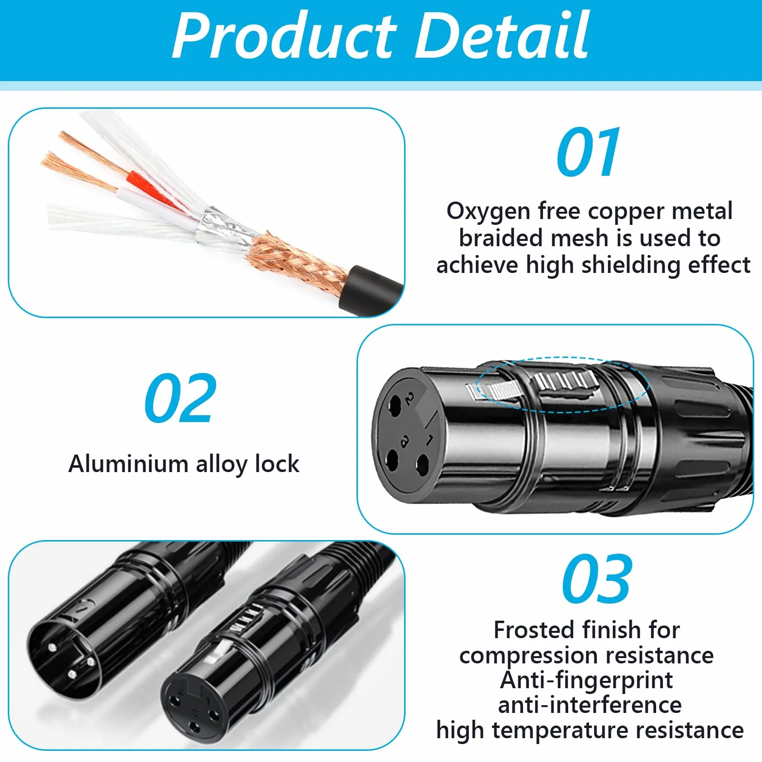 Ownkim Kabel XLR z mikrofonem 2M męski na żeński dla optymalnej jakości dźwięku - wysokowydajne złącze XLR do mikrofonu, miksera, wzmacniacza, głośnika (2M)