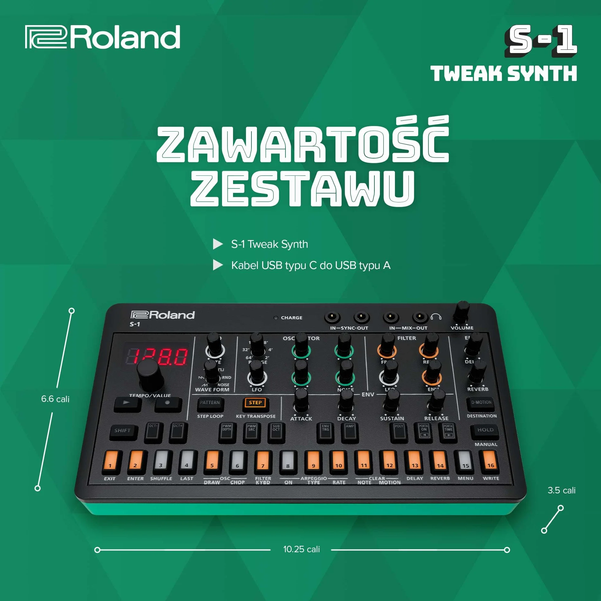 Roland AIRA Compact S-1 Tweak Synth Micro Polysynth z D-Motion Sound Control Bateria 4,5h