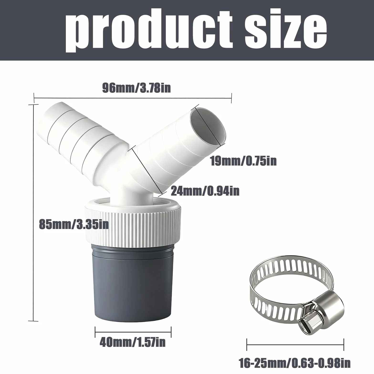 Ablau adapter do pralki, podwójne przyłącze pralki, z wejściem Ø 19-24 mm i wyjściem Ø 40 mm, wodoszczelny, łatwy montaż