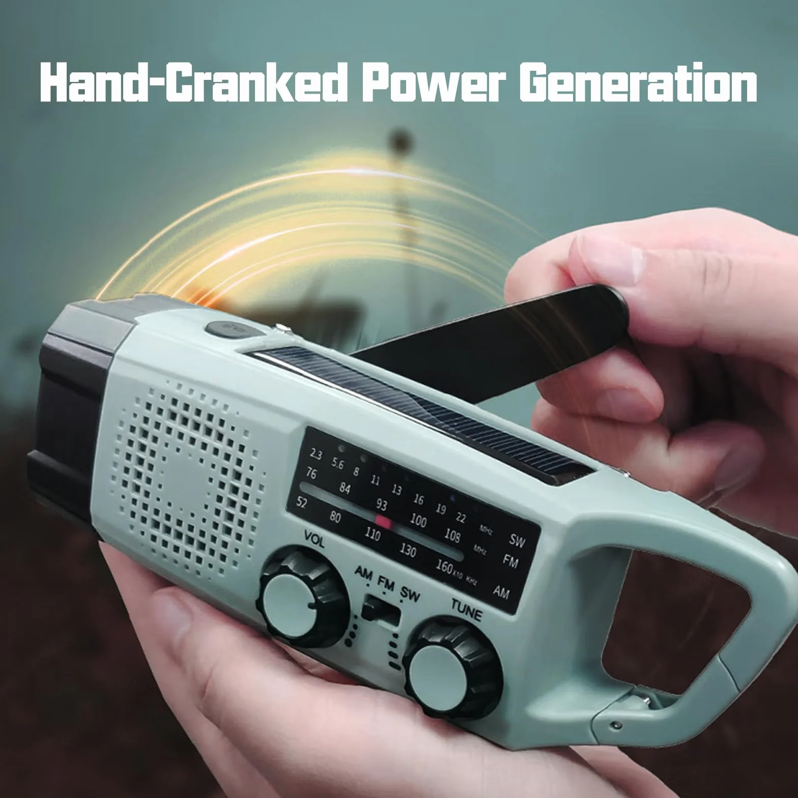 Radio Awaryjne, 2000mAh Radio na Korbkę ładowarka Słoneczna Power Bank Radios USB AM/FM z Alarmem SOS Latarka Małe Radiotelefon Kieszonkowe do Użytku Wewnątrz, Zewnątrz Kempingu