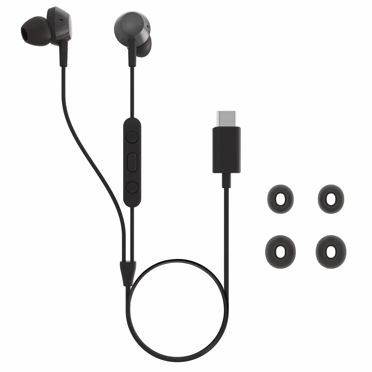 PHILIPS TAE5008BK/00 Słuchawki Douszne z Mikrofonem, Lekkie Słuchawki P, USB-C, Kabel 1.2 m, Pilot z 3 Przyciskami, 3 Rozmiary Końcówek, Wygodne Dopasowanie, Czysty Dźwięk Mocny Bas, Czarne