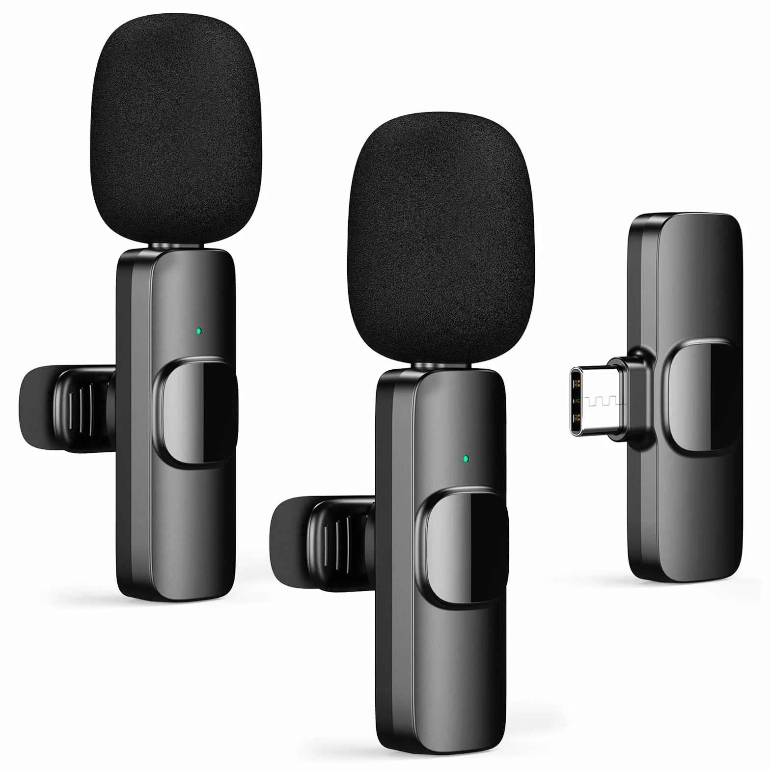 USB-C bezprzewodowy mikrofon lavalier, 2,4 GHz, Plug-Play, mini mikrofon do vlogowania, wideo, podcastów, wywiadów, nagrywania w YouTube - 2 mikrofony