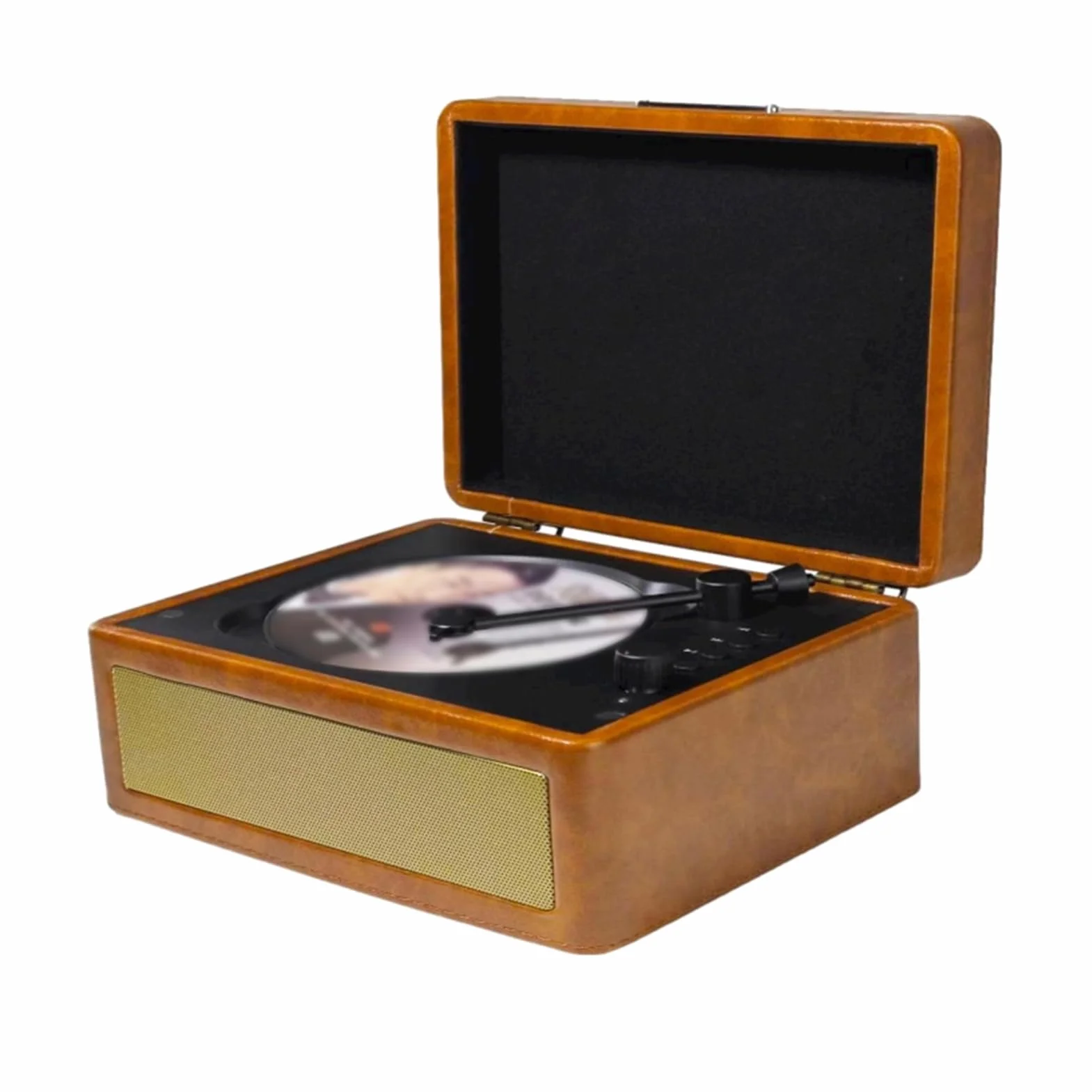 Gramofon CD, Wielofunkcyjna Tacka, Odtwarzacz Płyt BT 5.0, Odtwarzanie z Napędu USB, Pilot na podczerwień, 2 Wbudowane Głośniki, Bezprzewodowe Przesyłanie Muzyki (Khaki)