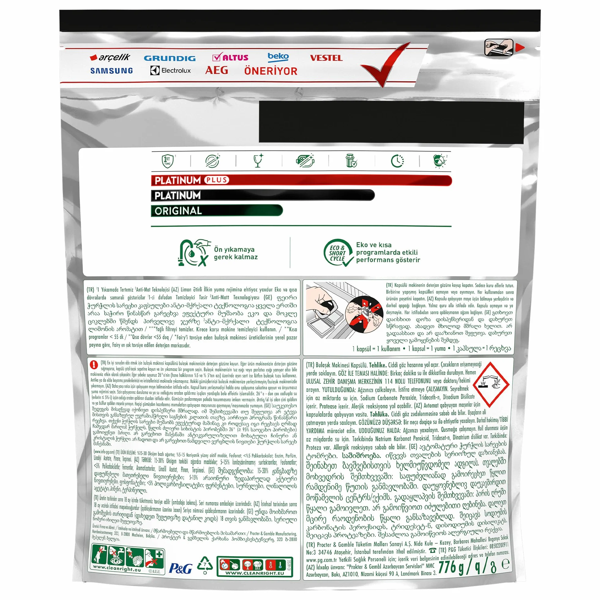 Fairy Platinum Plus, Kapsułki do zmywarki, All-in-One, Cytrynowe, 50 sztuk (2 x 25), Z funkcją nabłyszczania i ochroną szkła