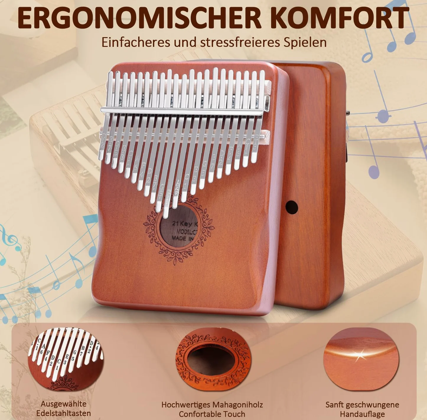 Kalimba 21 Klawiszy Fortepian Kciuk