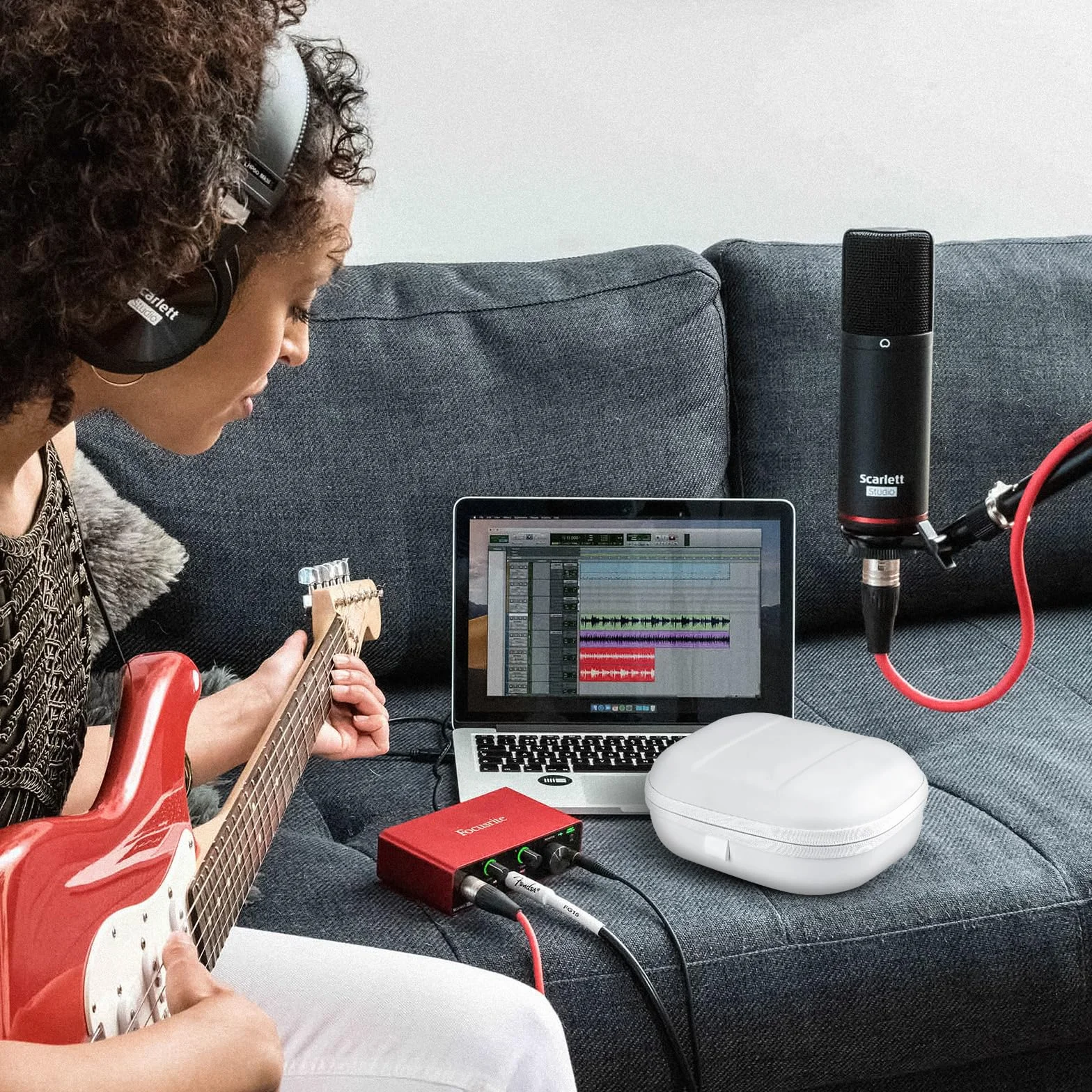 Etui na mikser audio Geekria, kompatybilne z Focusrite Scarlett 2i2 3nd Gen (twarde etui), ochronna walizka z twardą skorupą do podróży (Biały)
