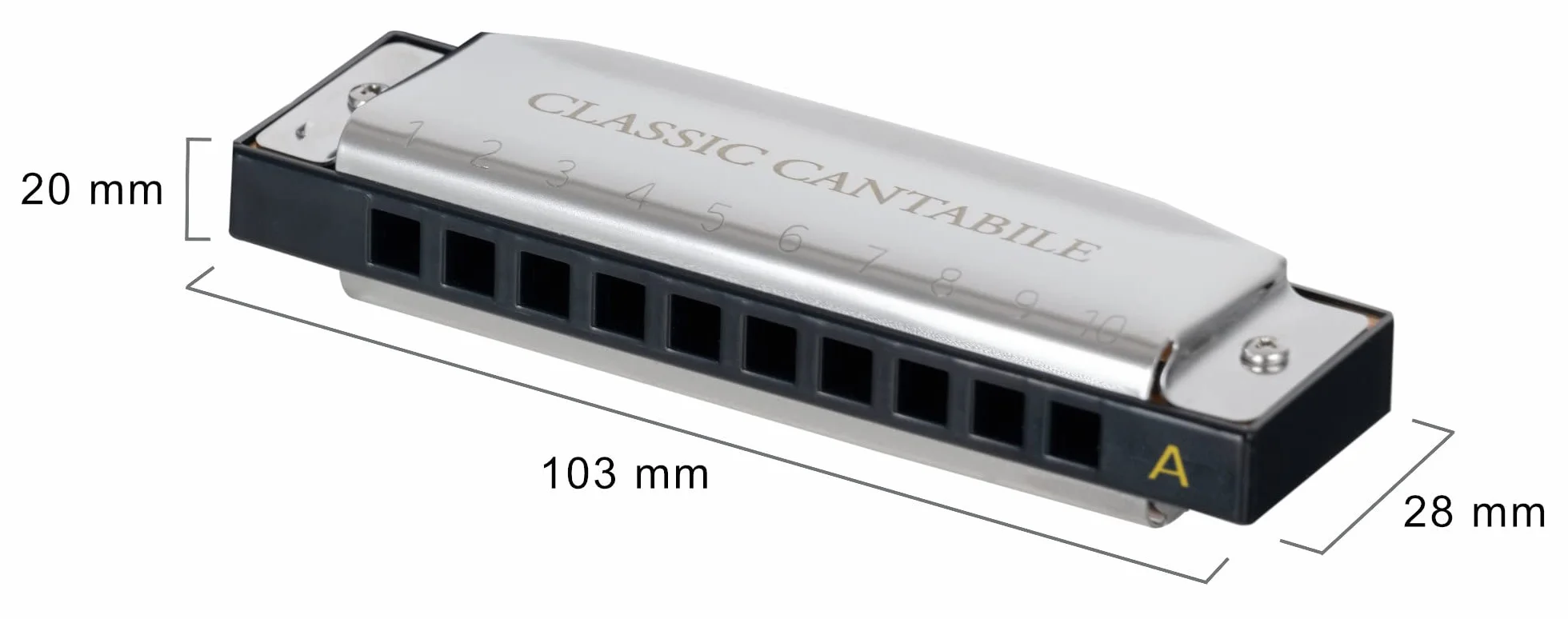 Classic Cantabile AHBS-7 Alabama Blues Harmonica zestaw 7 harmonijek diatonicznych - 10 mosiężnych języków - stal nierdzewna - etui
