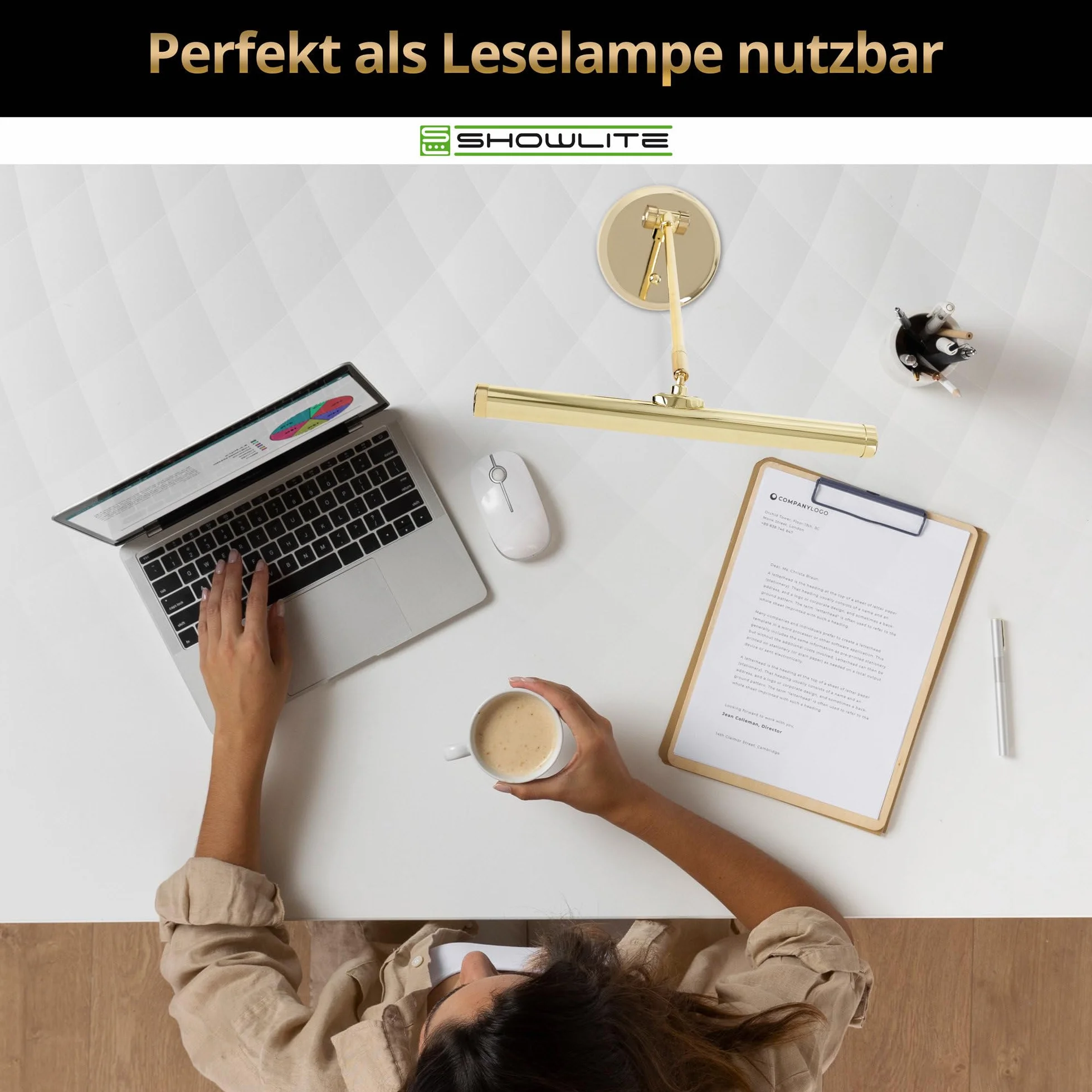 Showlite LED lampa fortepianowa złoty błyszczący