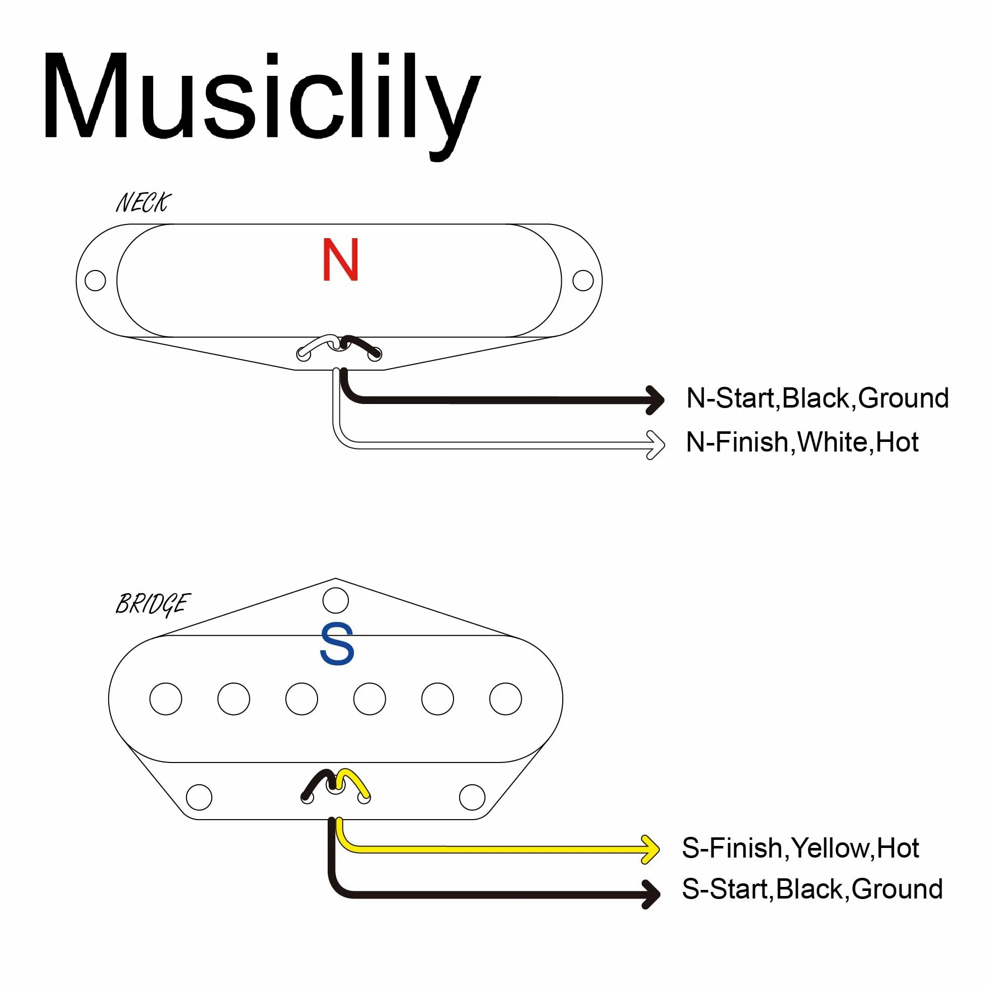 Musiclily Pro TL-60S Alnico 5 Przetwornik Single Coil Neck Bridge Pickups Set 8K/7,3K do Gitary Elektrycznej typu Tele, Czarny