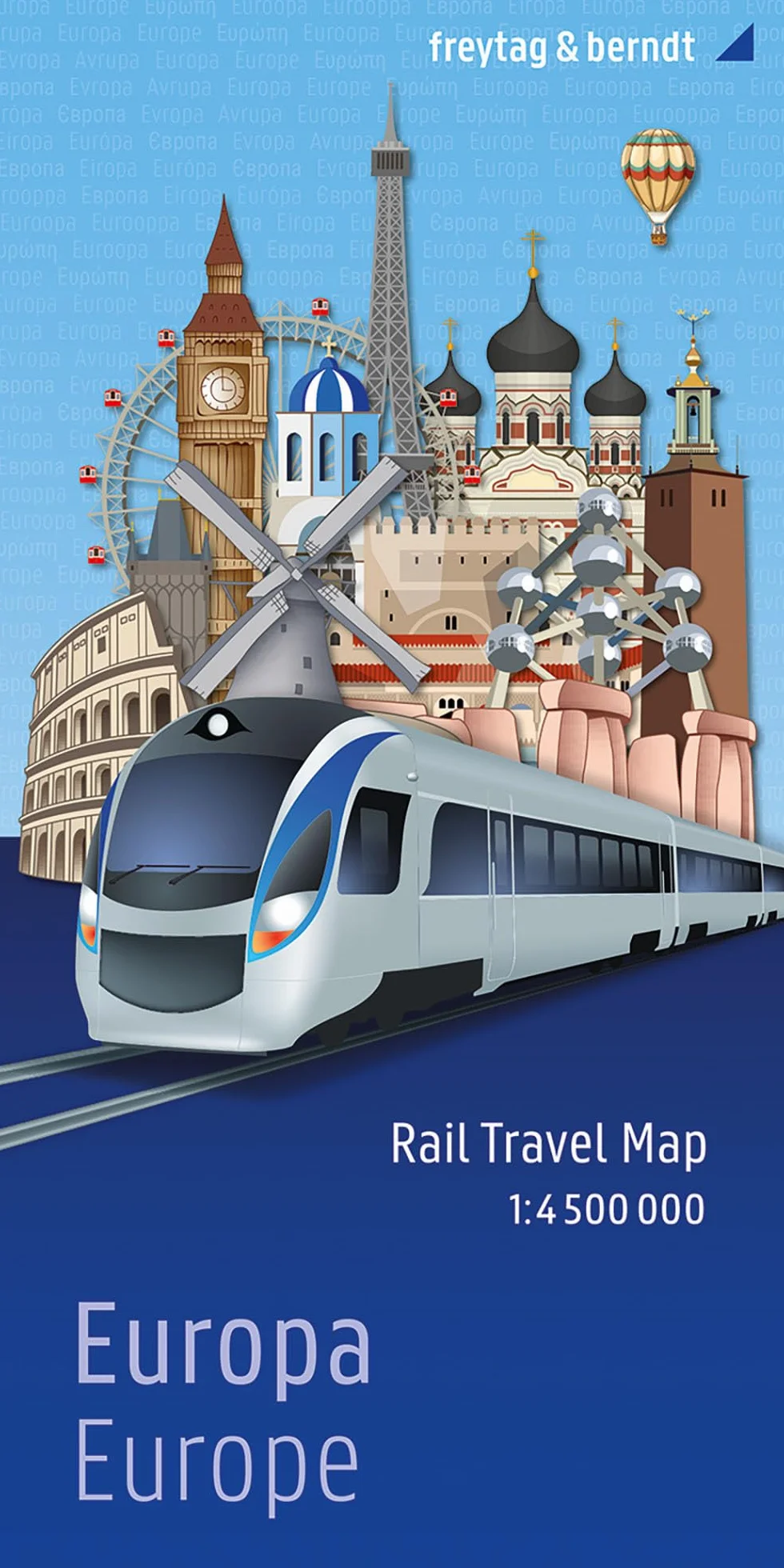 freytag & berndt Rail Travel Map Europa 1:4,5 Mio.: Eisenbahnkarte mit Fährverbindungen und Ausschnitt Zentraleuropa: BAEU