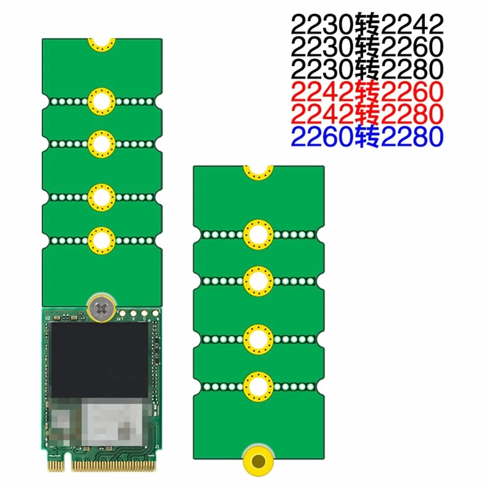 NGFF NVME .2 Extended Bracket 2230 bis 2242/2260/2280, 2242 bis 2280, 2260 do 2280 adapter transferowy