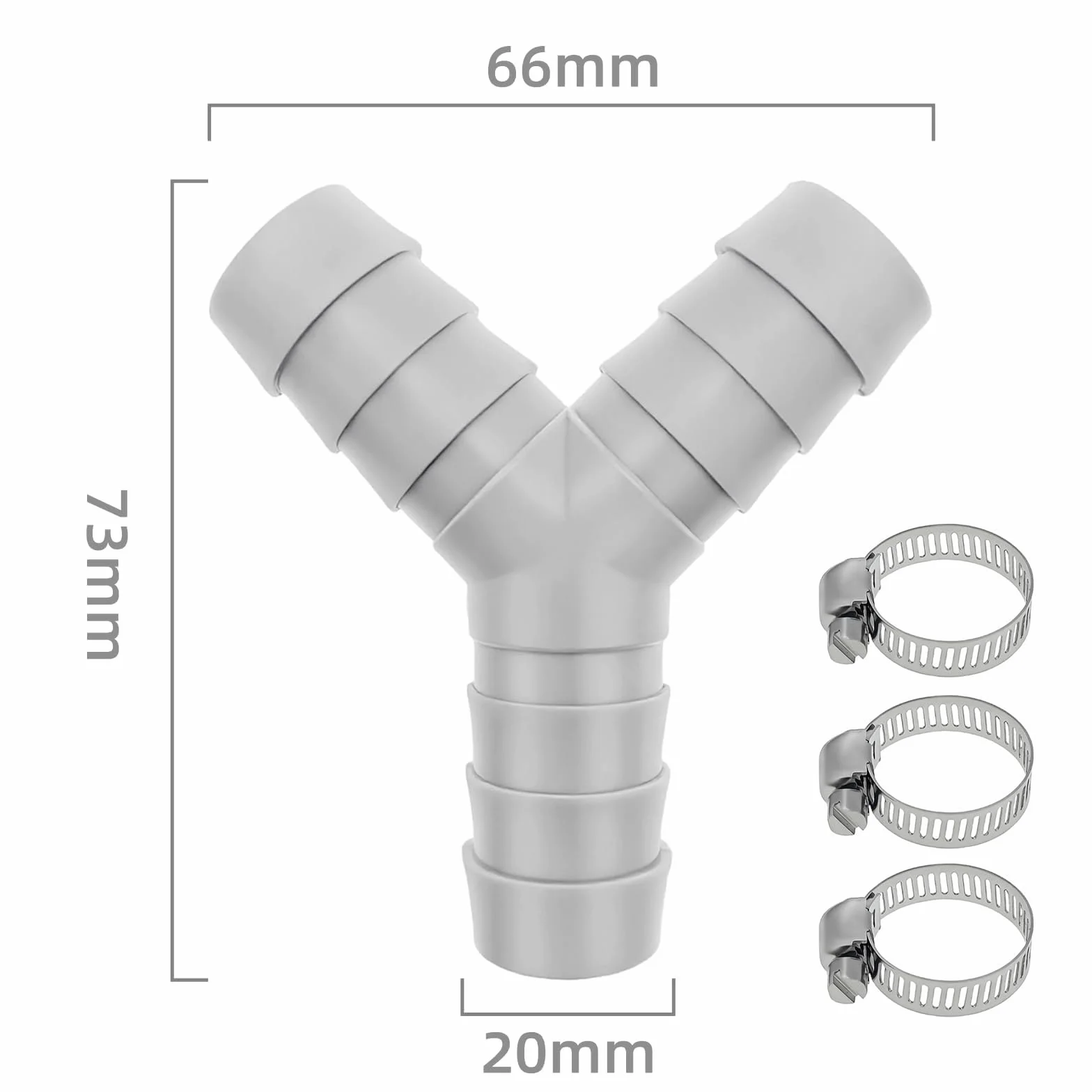 3-drożny rozdzielacz Y do węży odpływowych, złączka do węża odpływowego 20 mm, rozdzielacz odpływu, adapter do pralki i zmywarki, przyłącze do odpływu z 3 opaskami, idealny do kuchni i łazienki(szary)