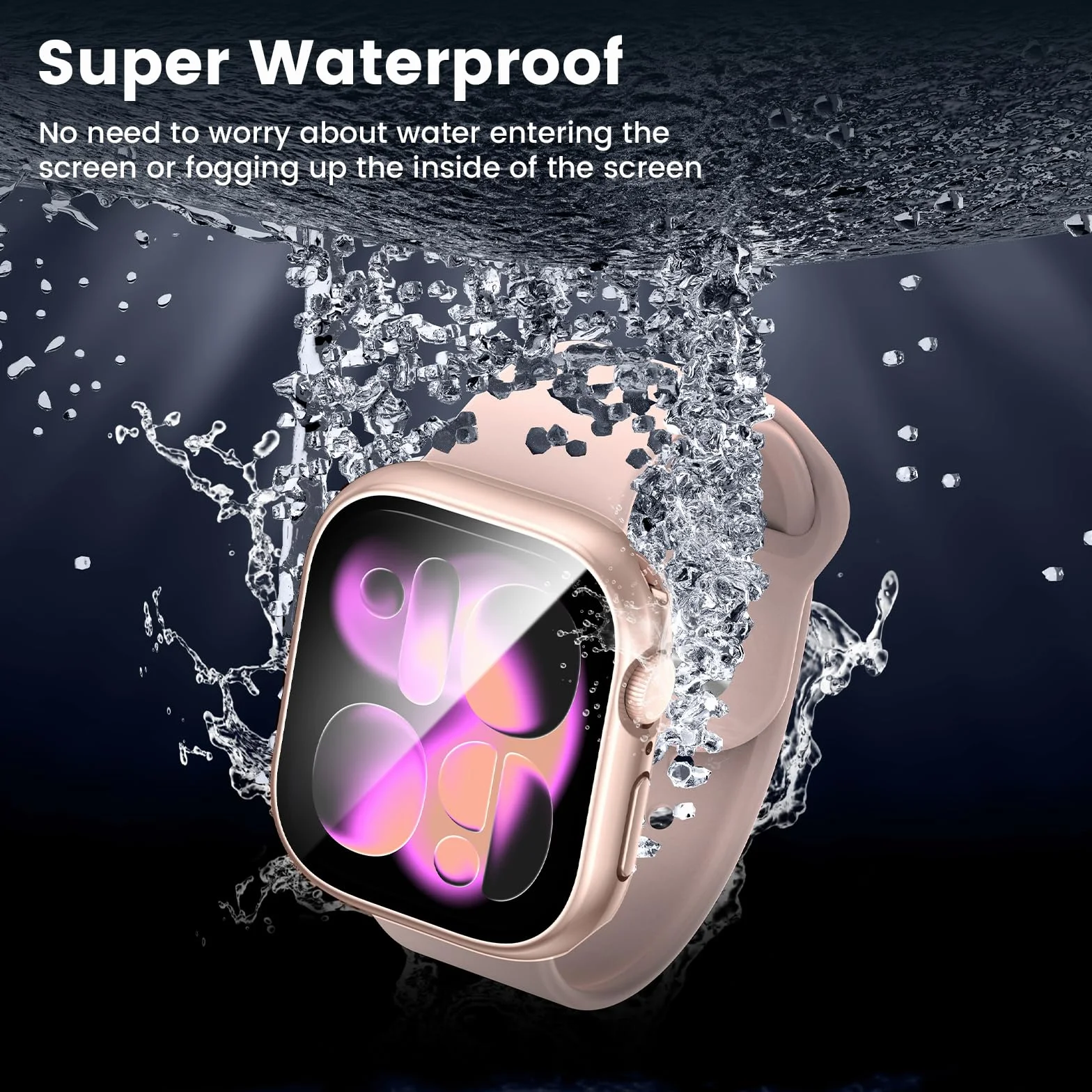 [2 w 1] Wodoodporne etui do Apple Watch Series 10 46 mm osłona ekranu, 360 ochronna osłona PC ze szkła hartowanego, przedni i tylny zderzak do iWatch 6/SE/5/4 Pyłoszczelna ochrona przed