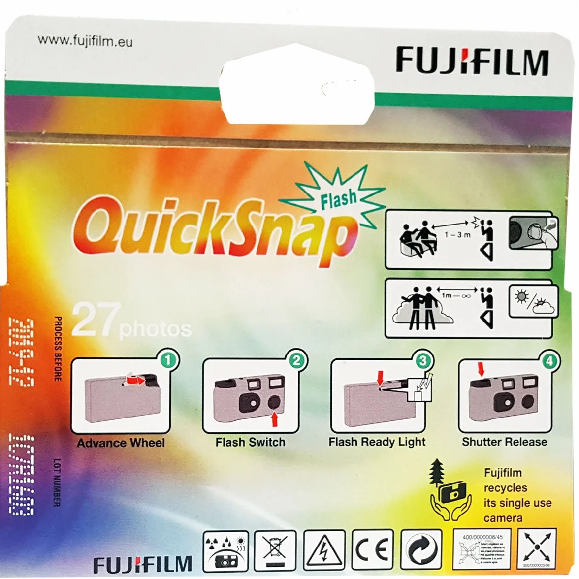 5 x jednorazowe kamery Fujifilm Quicksnap Flash, 27 zdjęć, z lampą błyskową