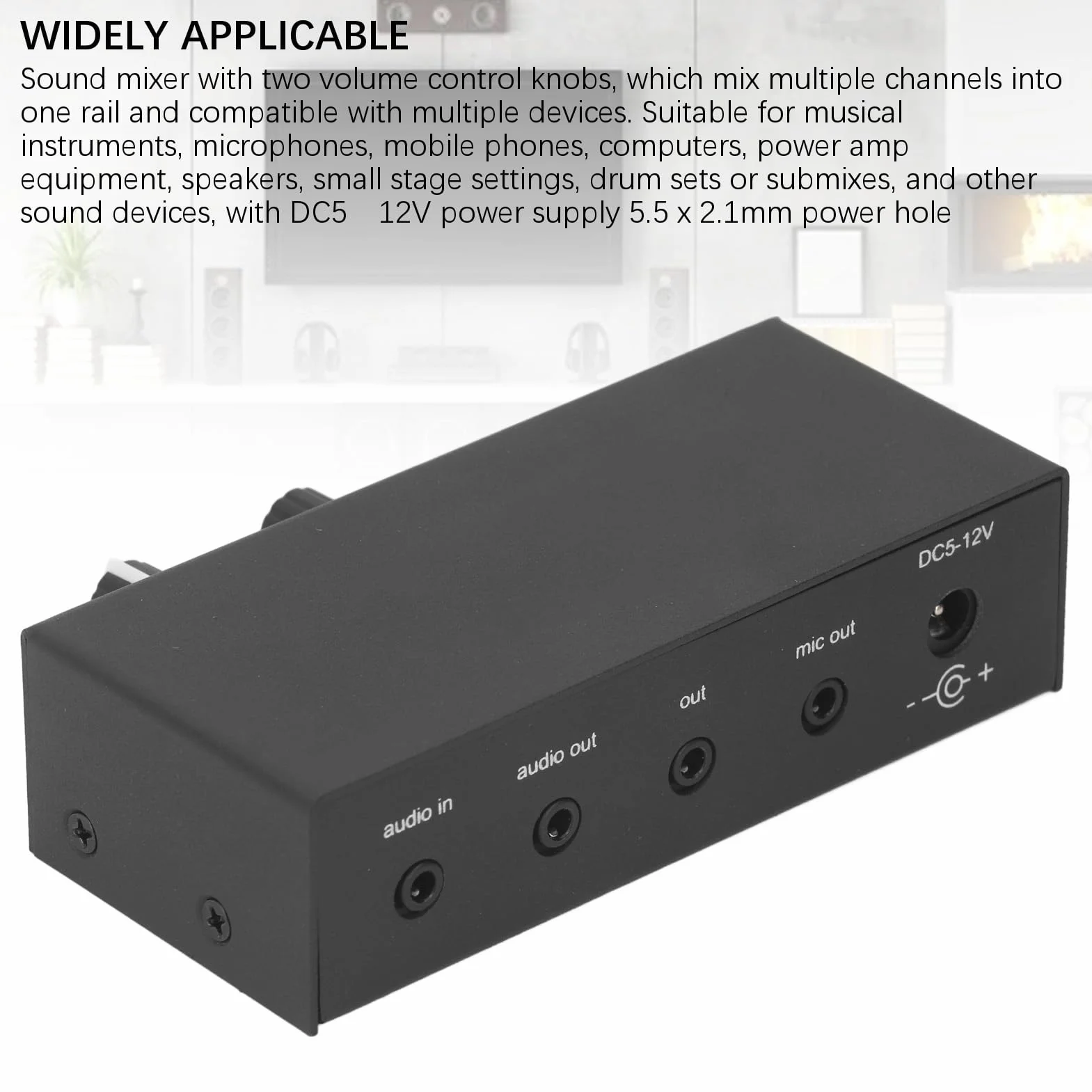 Przedwzmacniacz Mikrofonowy, 6,5 Mm Mikrofon 3,5 Mm Wzmacniacz Miksujący muzykę, Mikrofon Mikser Muzyczny Rejestrator Przedwzmacniacz Mikrofonowy z Niezależnym Pokrętłem DC 5–12 V