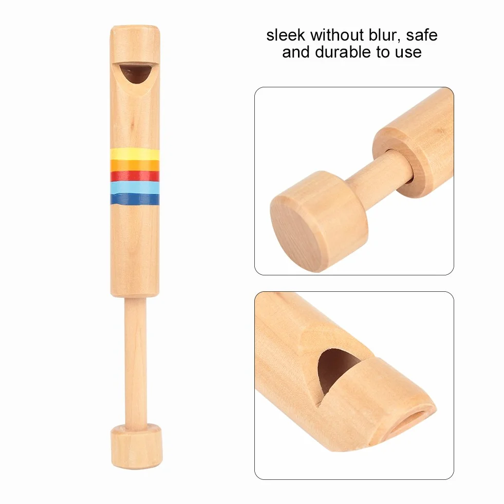 RiToEasysports Drewniany Fipple Piccolo, Edukacyjny Drewniany Flet Instrument Zabawka Dla Dzieci