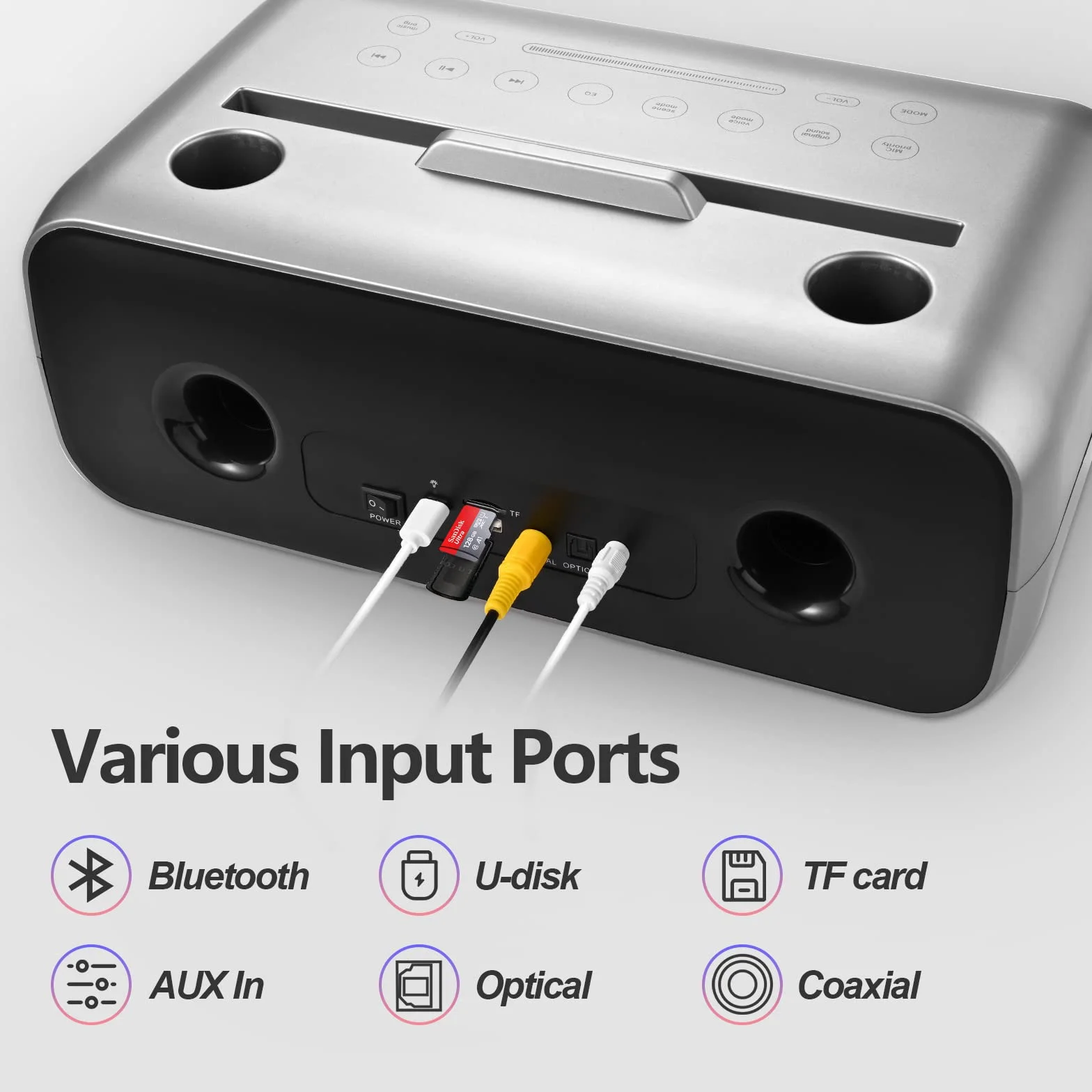 Zestaw do karaoke Party Speaker z 2 bezprzewodowymi mikrofonami, głośnik do karaoke Bluetooth z ekranem dotykowym, diodami LED i podstawkami na telefon, głośnik do karaoke dla dzieci z /USB
