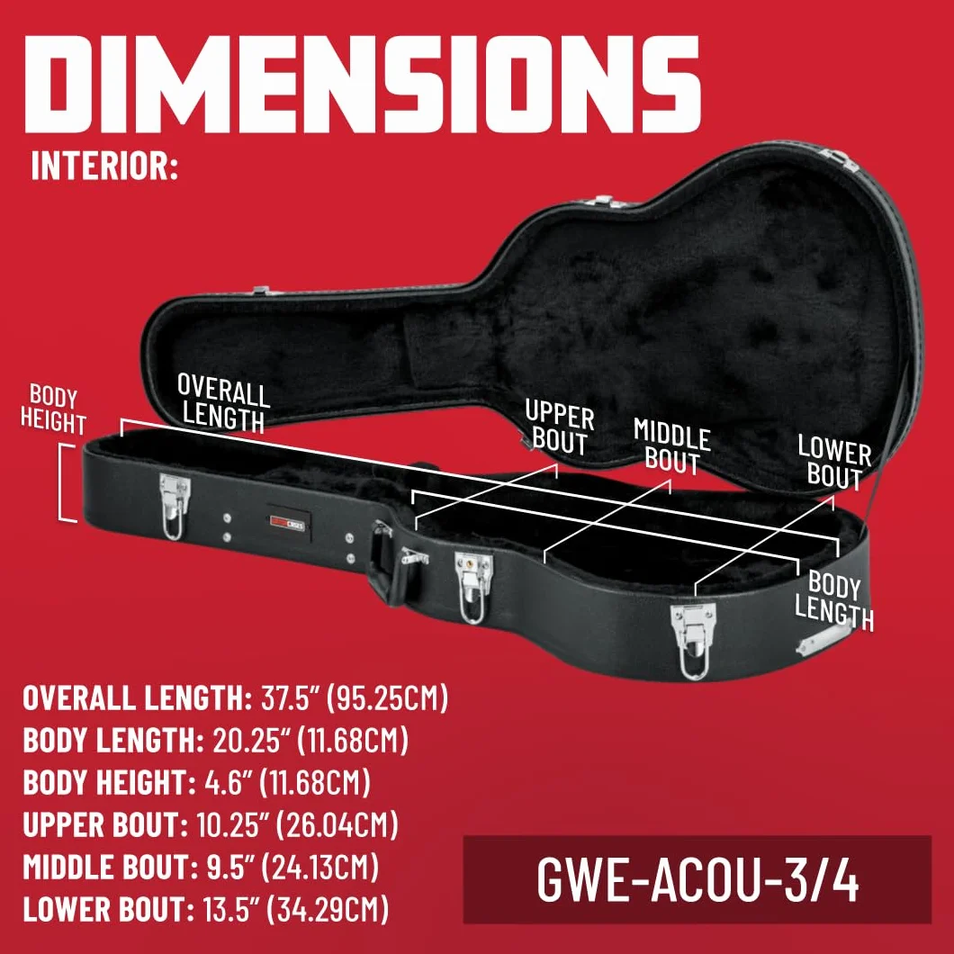 Gator Twarda obudowa drewniana do wielu gitar akustycznych w rozmiarze 3/4