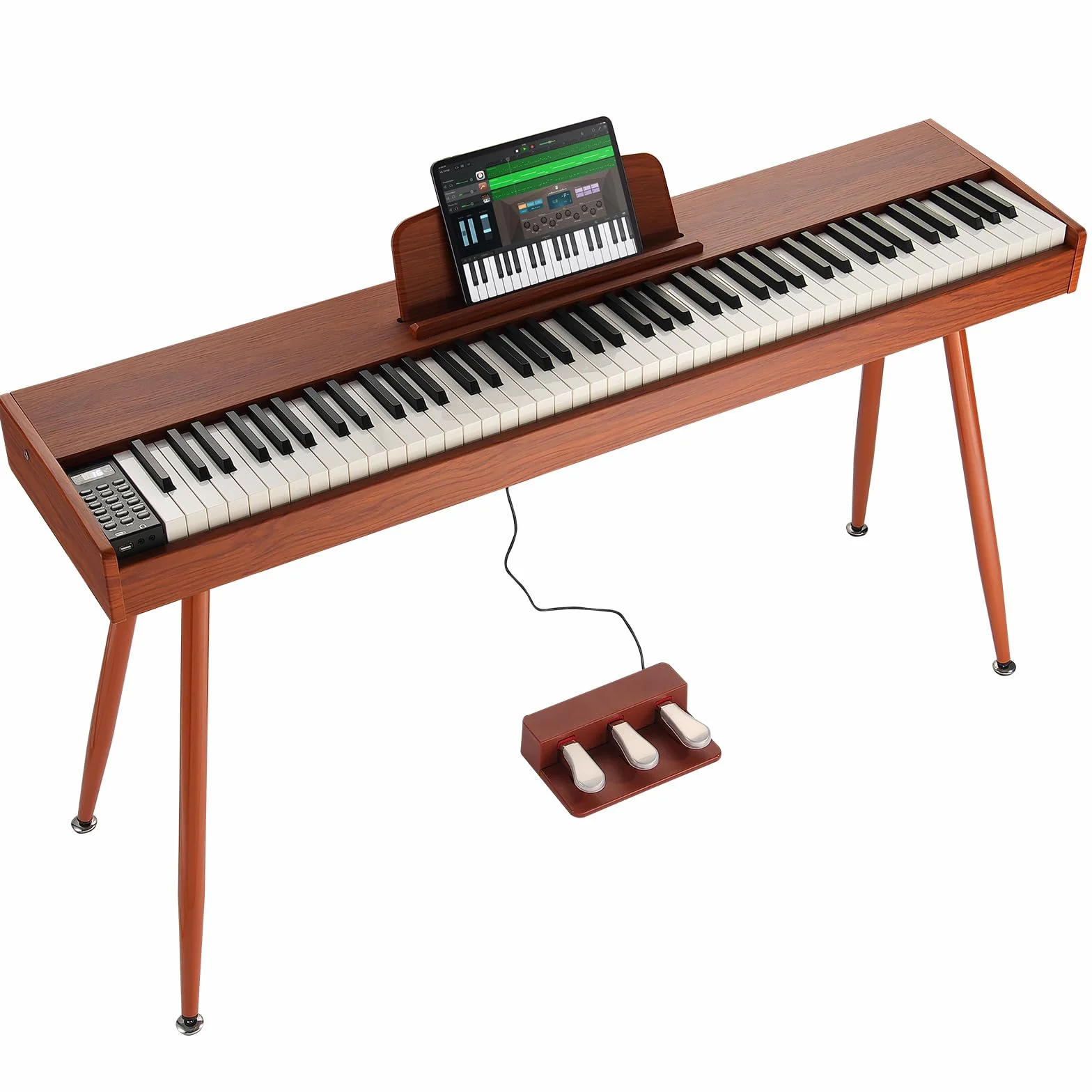 VEVOR Pianino cyfrowe, 88 przycisków, pianino elektryczne, podwójna klawiatura i głośnik, czworonożny stojak na fortepian ze słuchawkami, 200 dźwięków i rytmów, obsługuje Bluetooth/USB/MIDI, dla