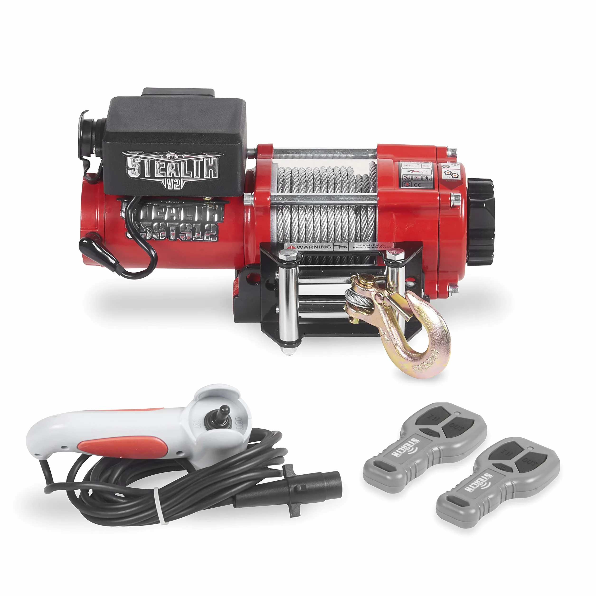 Stealth Winches Elektryczna wciągarka 3500lb/1588 kg 12 V Budżet bezprzewodowego odzyskiwania - Mocny silnik nawinięty - Pełna stalowa przekładnia - Heavy Duty Solenoid, płyta montażowa, bezprzewodowe