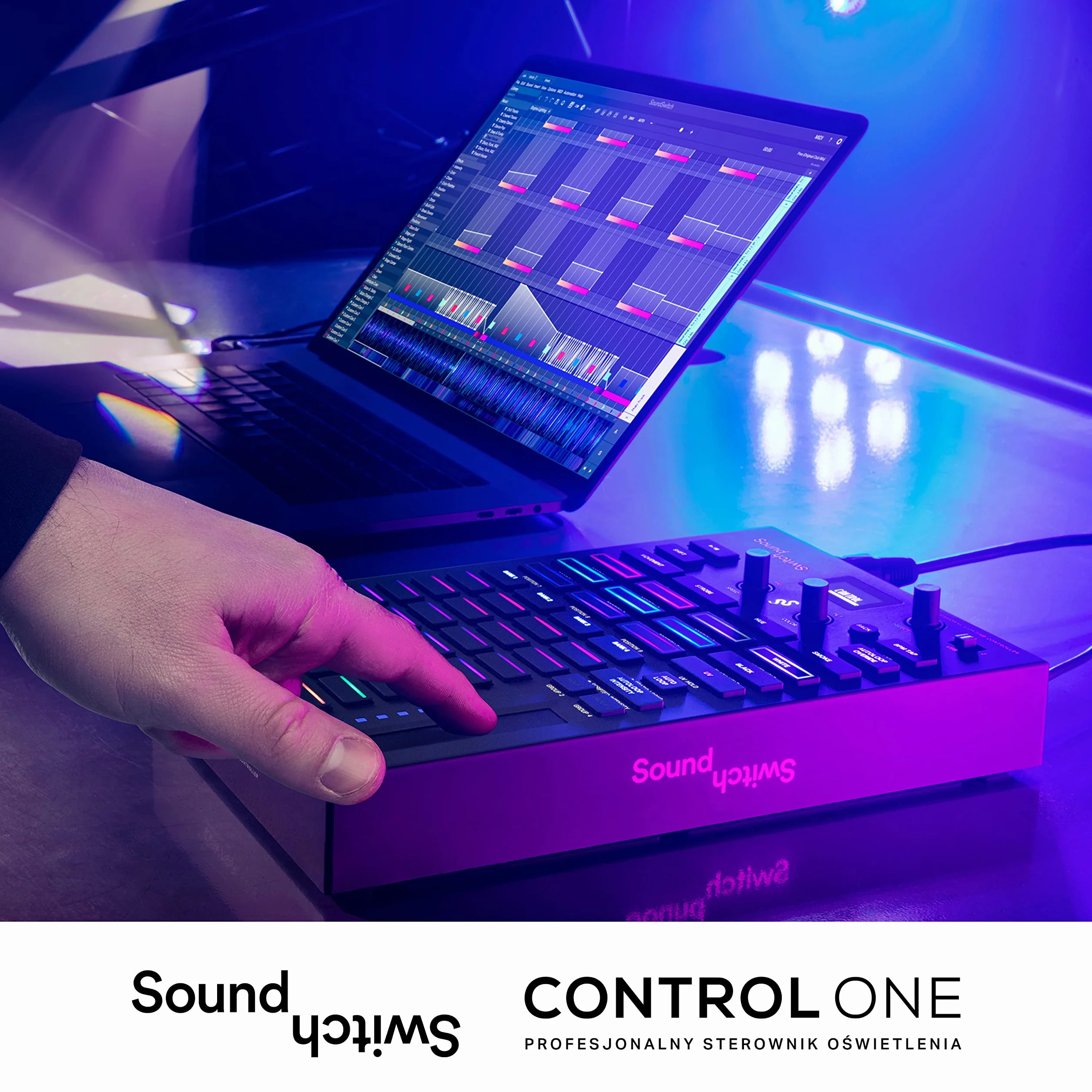 SoundSwitch Control One - Profesjonalny Sterownik DMX Oświetleniadla DJ-ów z 3-Miesięcznym Dostępem do SoundSwitch Oraz Obsługą DMX i Phillips Hue