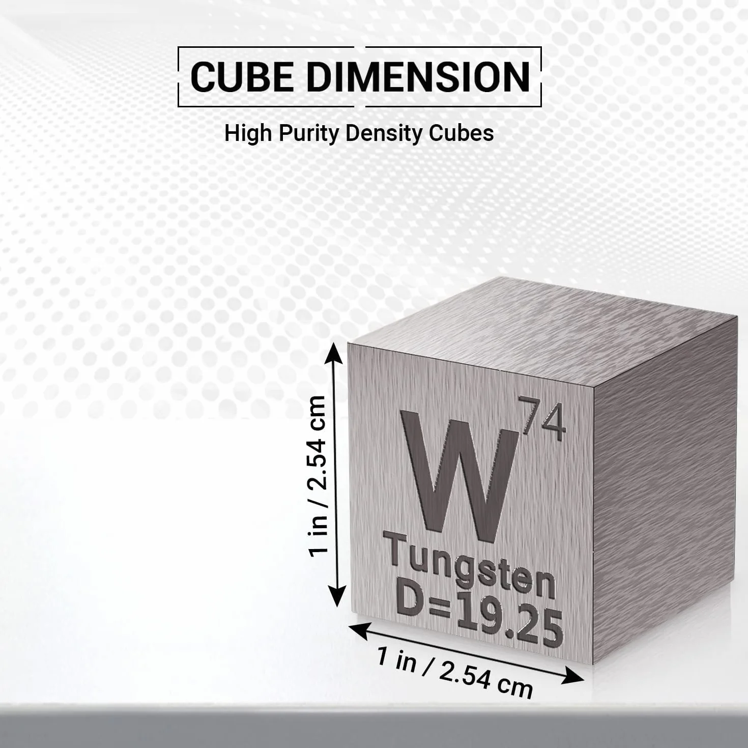 Wolfram Element W Gęstość Cube - Element Kolekcja Okresowa Tabela - Laboratorium Eksperyment Materiał DIY Display,25.4mm / 1inch