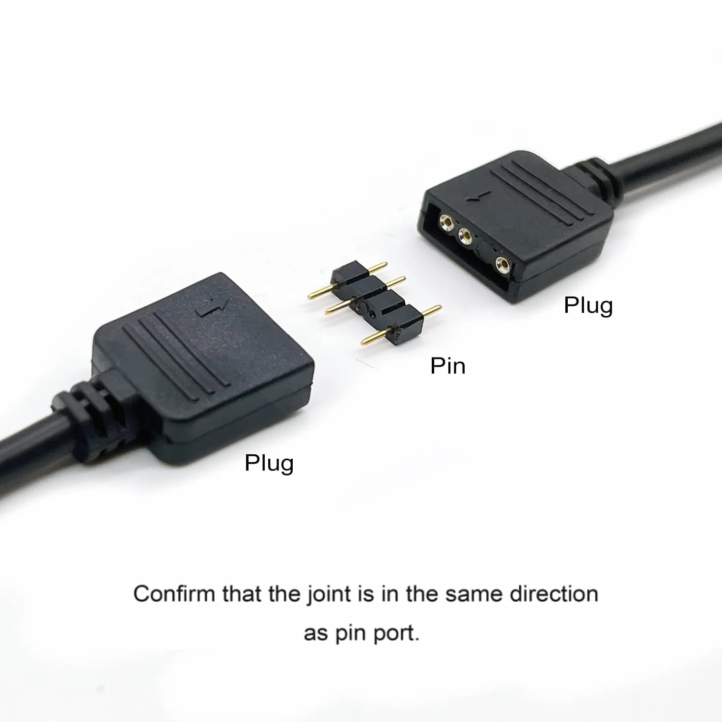 RUNCCI-YUN 2 sztuki, 1 do 3 ARGB przedłużacz ARGB 5 V, 3 piny, żeński do JST SM 3-pinowy męski, ARGB przedłużacz wentylatora RGB, paski LED (czarny)