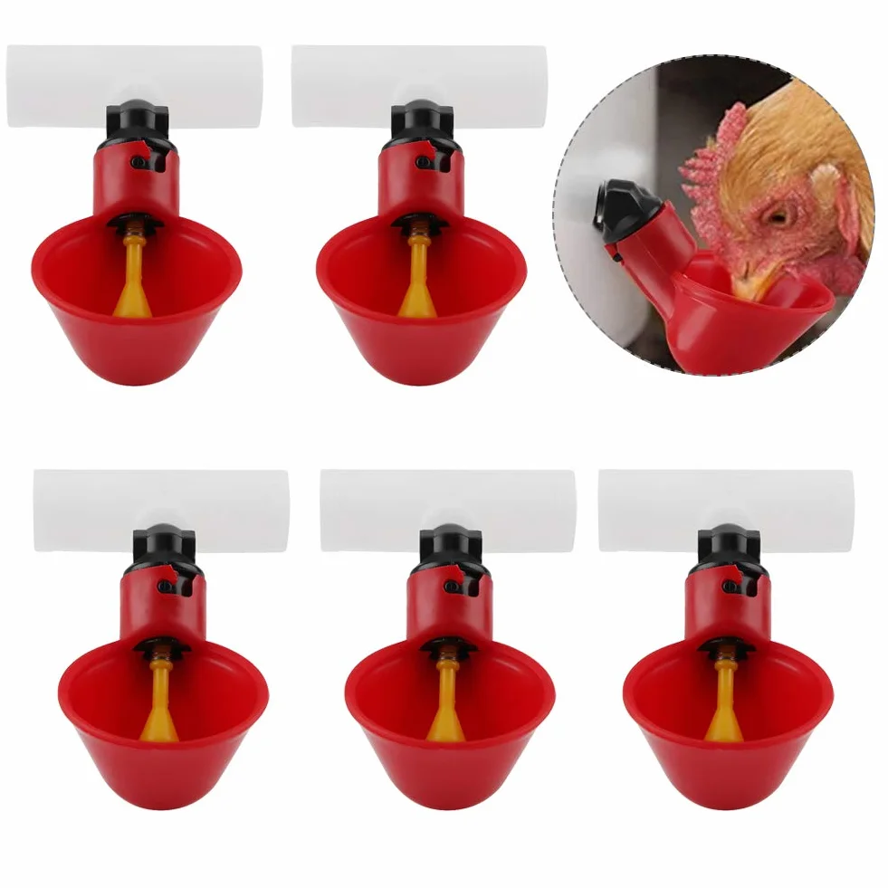 5 sztuk automatyczne plastikowe kubki do picia kurczaka poidełko do drobiu dozownik do wody kubki miski poidło do wody narzędzie dla ptaka przepiórka gołąb kurczak kura (20mm rura)