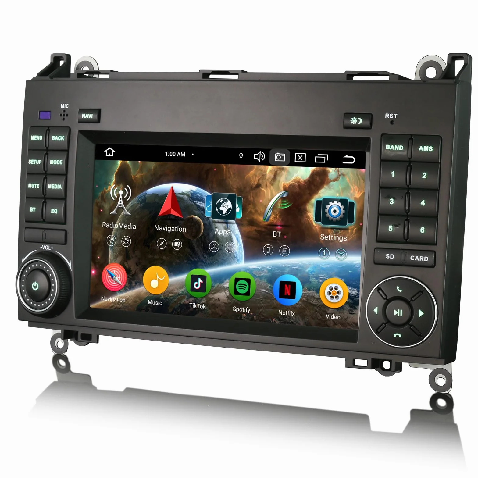Erisin radio samochodowe 7" 8-rdzeniowe 4GB+64GB z systemem Android 14, Bluetooth, GPS, nawigacja do Mercedesa Klasa A W169, Klasa B W245, Viano, Vito, Sprinter, VW Crafter, Canbus, CarPlay, Android