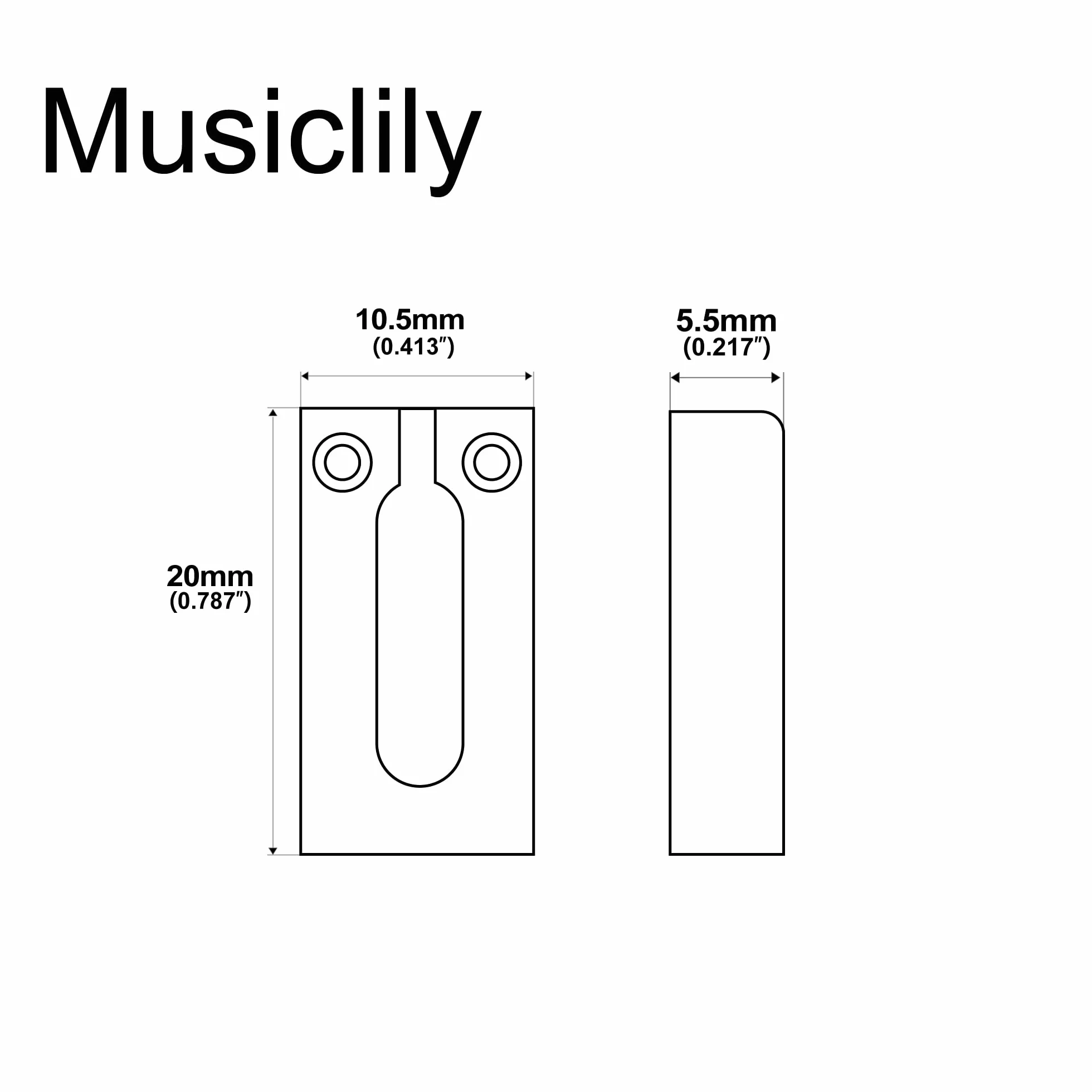 Musiclily Pro 10,5mm Stal Nierdzewna Siodełko Mostka do Gitary Elektrycznej Strat Stratocaster, Oryginalny Kolor (6 szt.)
