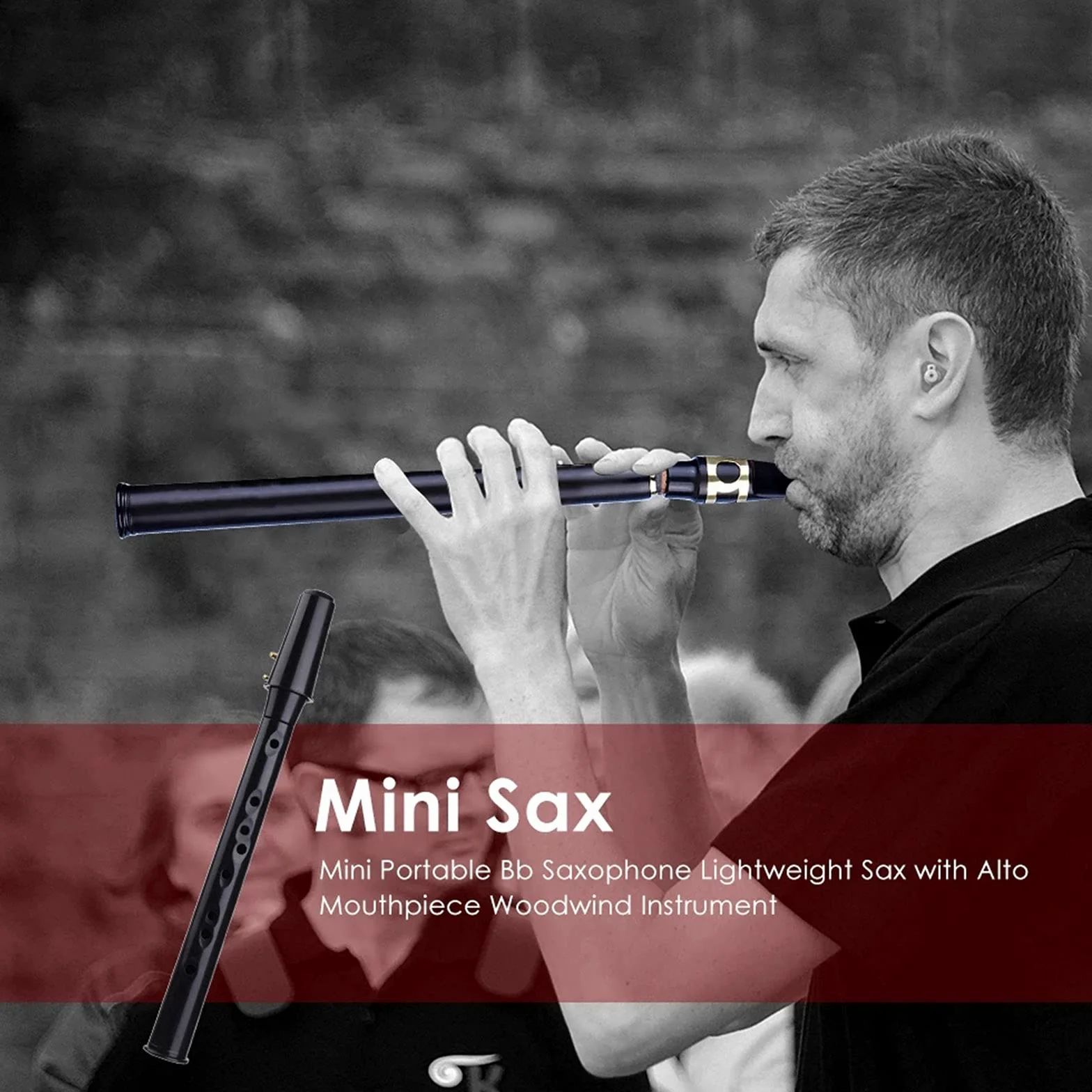 Mini saksofon kieszonkowy, przenośny saksofon altowy z 4 trzcinami, 8 podkładkami dentystycznymi, wykresy palcowe, torba do przenoszenia, instrument dęty drewniany, dla początkujących i amatorów