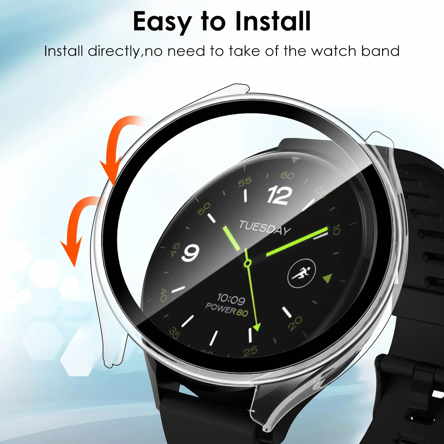 ivoler 3 szt. twarde etui PC ze szklaną ochroną ekranu do zegarka Xiaomi Watch 2, pełne pokrycie, ultracienkie, odporne na zarysowania etui ochronne, 2 przezroczyste + 1 czarny