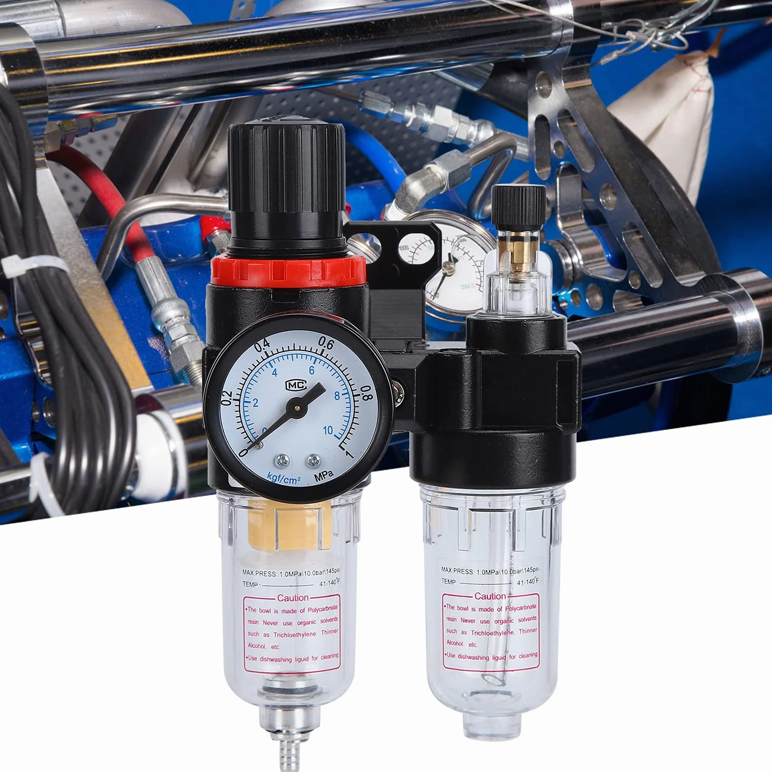 1-calowy NPT Filtr Regulator ciśnienia filtra powietrza Wodna pułapka pułapka pułapka, filtr sprężarki narzędzi powietrza z miernikiem, AC5010-10M