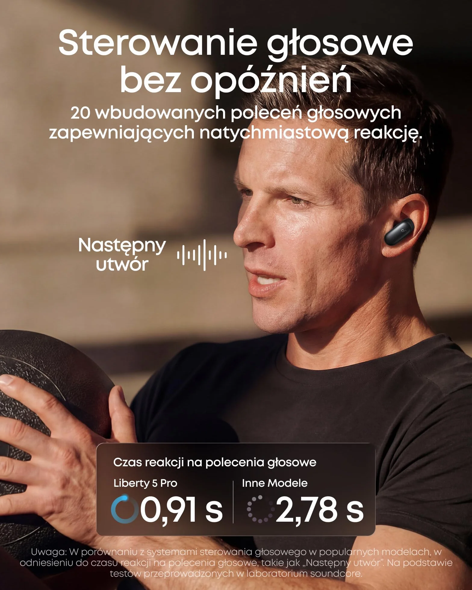Słuchawki soundcore Liberty 5 Pro Anker, chip Anker Thus™ AI, wyraźne rozmowy nawet szeptem, redukcja szumów, czas odtwarzania 6,5 godz./28 godz., 5 min. = 4 odtwarzania, ładowanie bezprzewodowe