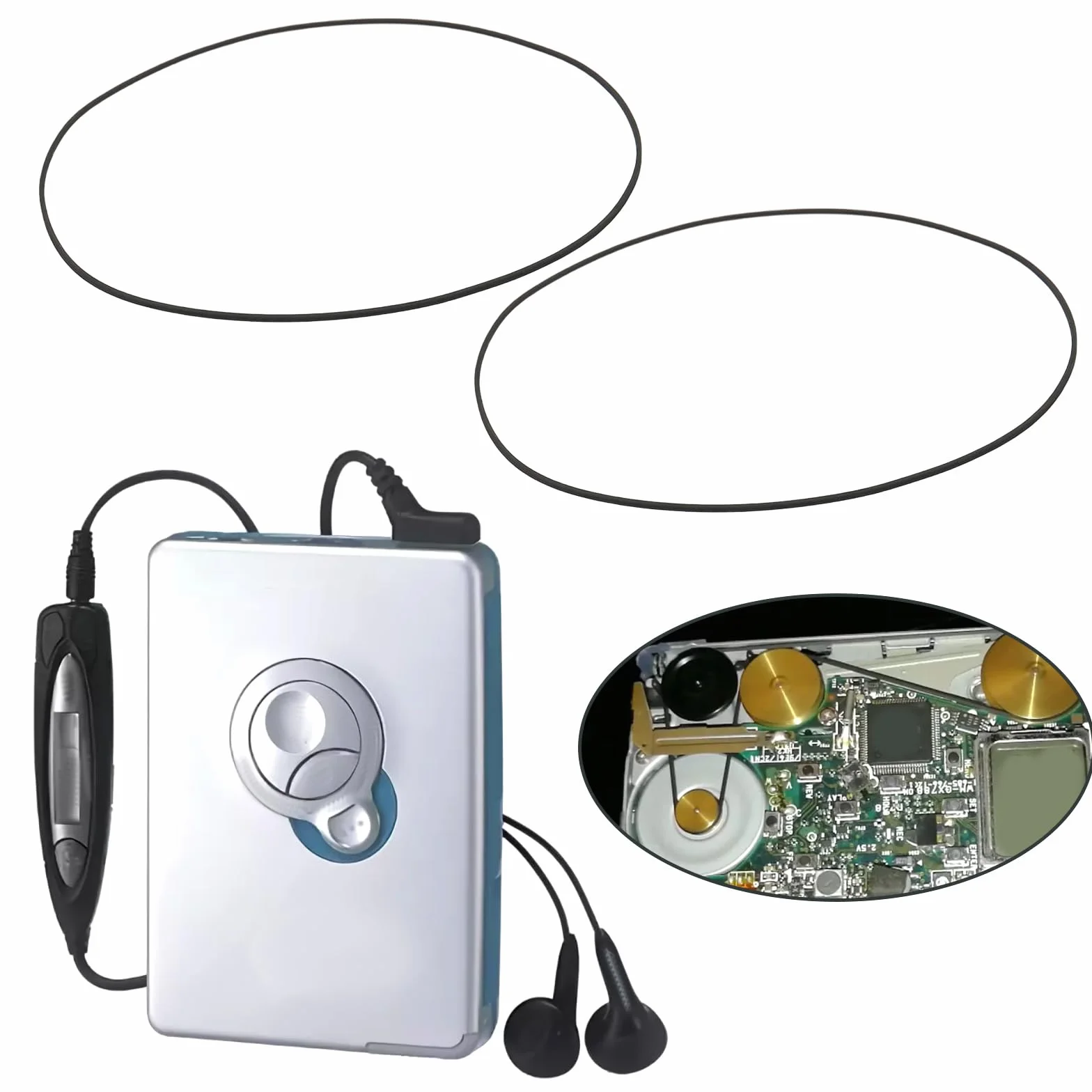 2x Paski Zamienniki Kompatybilne z Walkmanem Kompatybilne z Sony WM-EX550 WM-EX570 WM-FX651 WM-FX653 WM-FX655 WM-FX855 Pasy Przekładniowe Kwadratowe Grubość 0,6mm Czarne