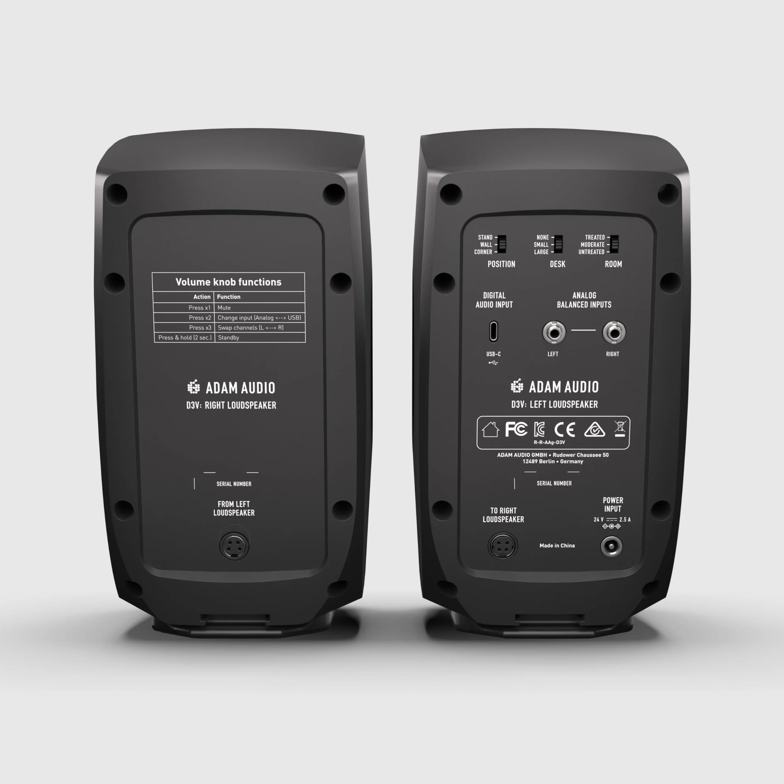 Biurkowy system aktywnych monitorów ADAM Audio D3V ze złączem USB-C (para, czarne)