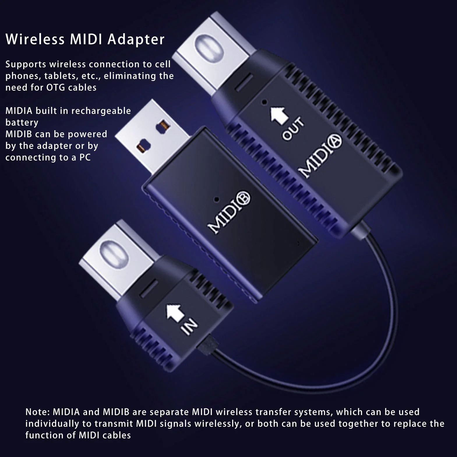 Adapter Bezprzewodowy MIDI Bezprzewodowy System Transmisji MIDI MIDI na USB Kontroler MIDI Plug and Play dla Pianina Cyfrowego Klawiatura do Urządzenia MIDI dla Systemu OS X dla