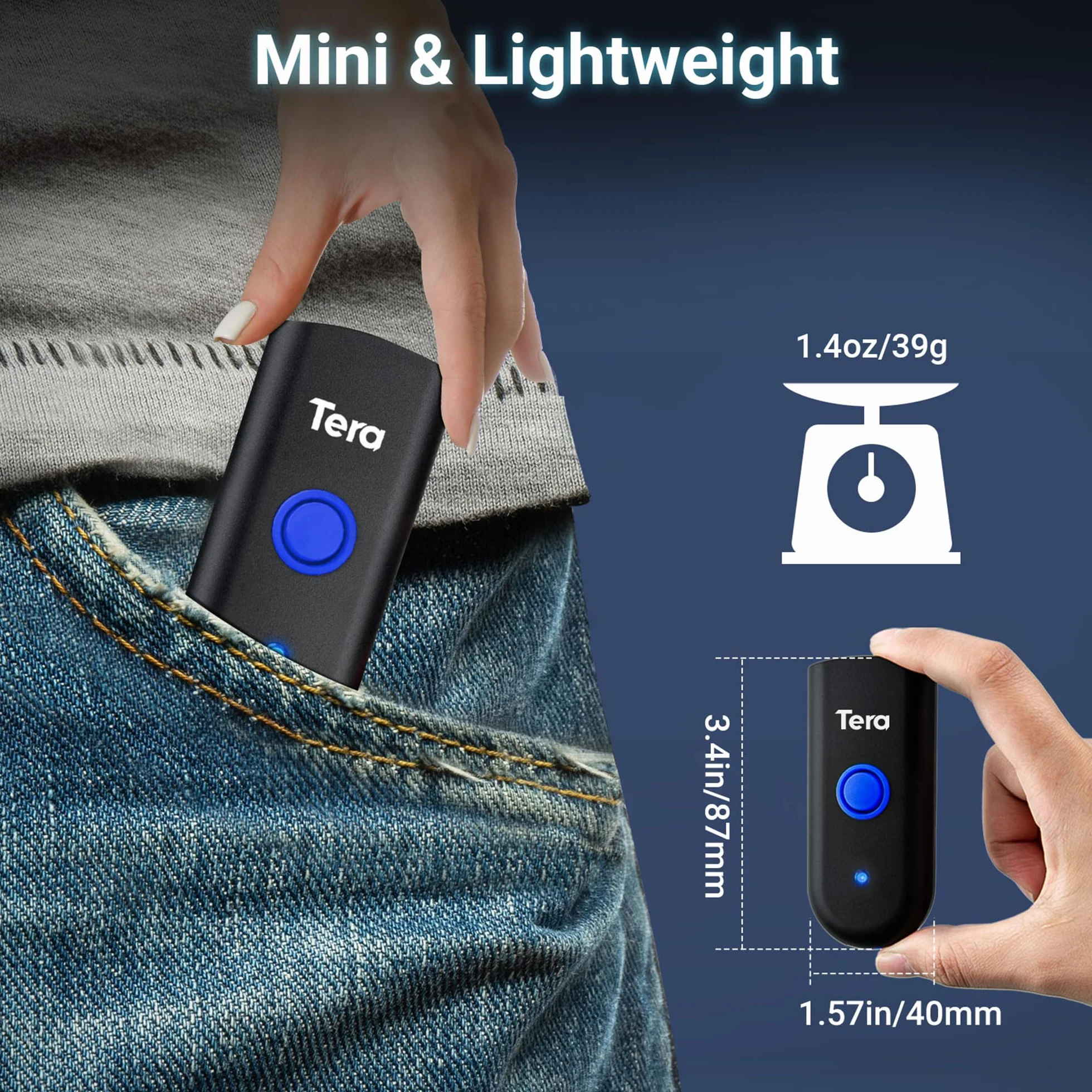 Tera Mini przenośny skaner kodów kreskowych, laserowy skaner kodów kreskowych 3 w 1, Bluetooth, kabel USB, bezprzewodowy 2,4G, do czytnika kodów kreskowych 1D, 1100 laserów