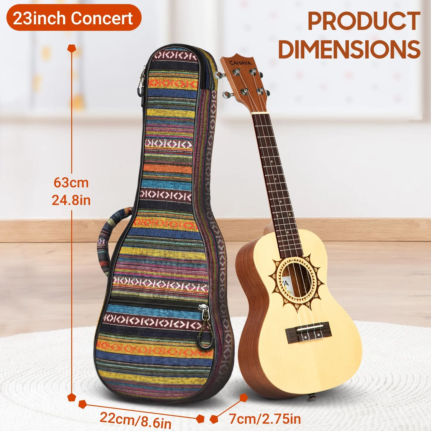 CAHAYA Torba na ukulele 23 cale Gigbag pokrowiec bawełna nylon 9 mm wyściełana CY0131-2
