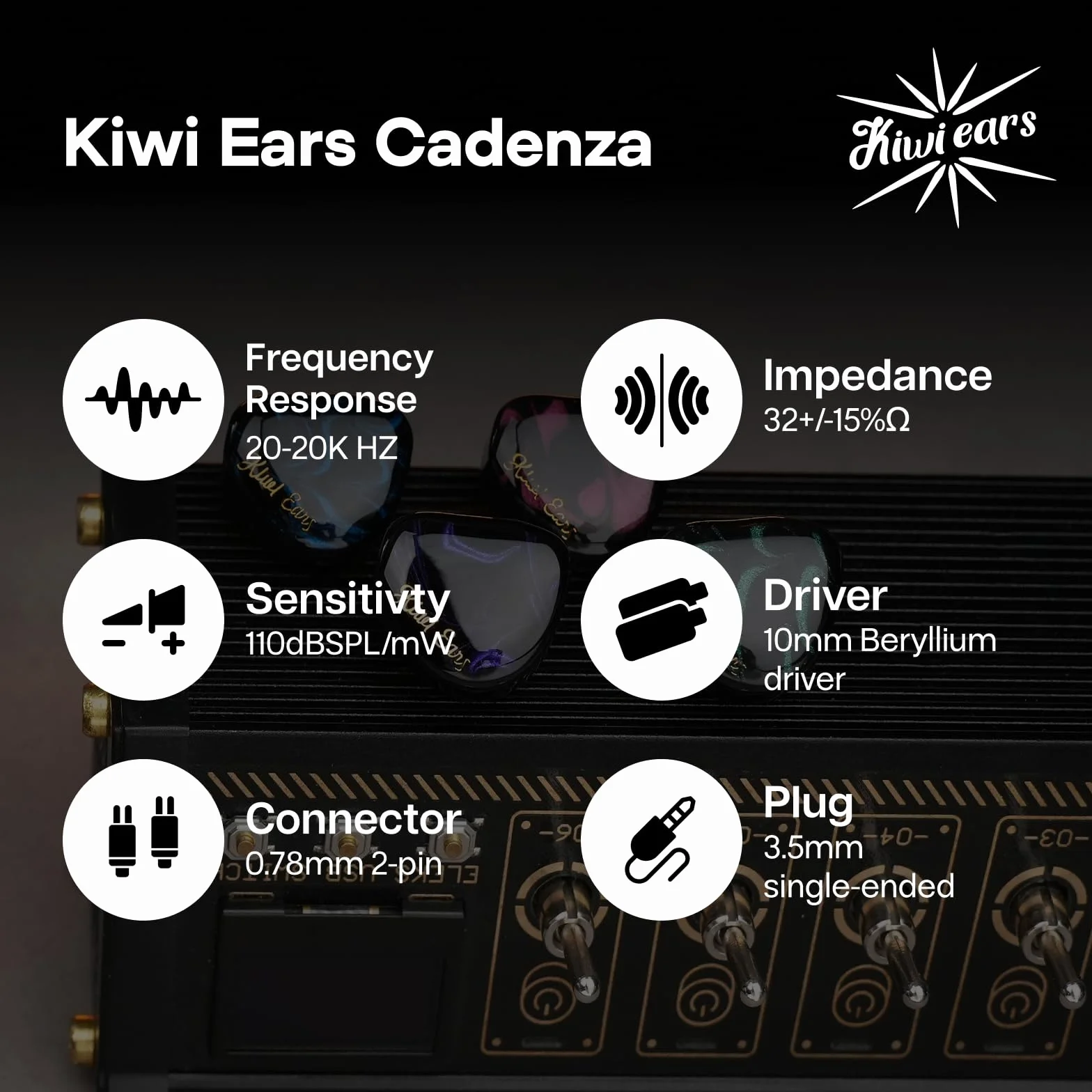 Kiwi Ears Cadenza 10 mm berylowy przetwornik dynamiczny IEM z odłączanym kablem 0,78 2-pin 3,5 mm Zielony