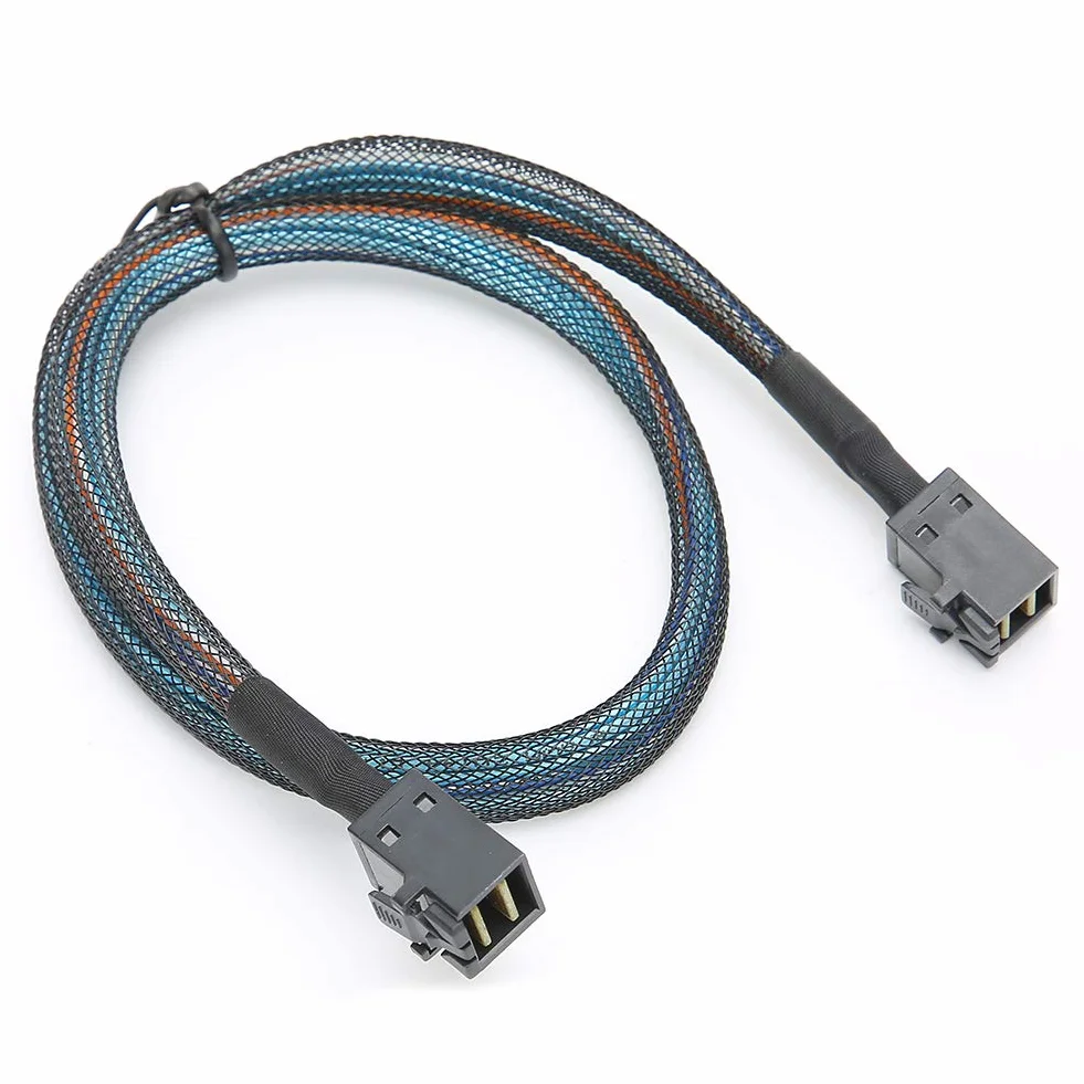 Mini SAS Kabel, 1Meter/0.5Meter SFF-8643 zu SFF8643 H0106 Server Kabel, 12 Gbit/s Nylon geflochtener SAS Festplatten Adapter Kabel Datenkabel(1m)