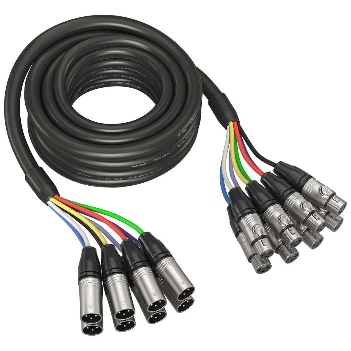 Behringer Multicore Cable - 8-way XLR Male to XLR Female - 8 Channel Snake Cable - 5 m / 16.4 ft - Gold Performance - GMX-500