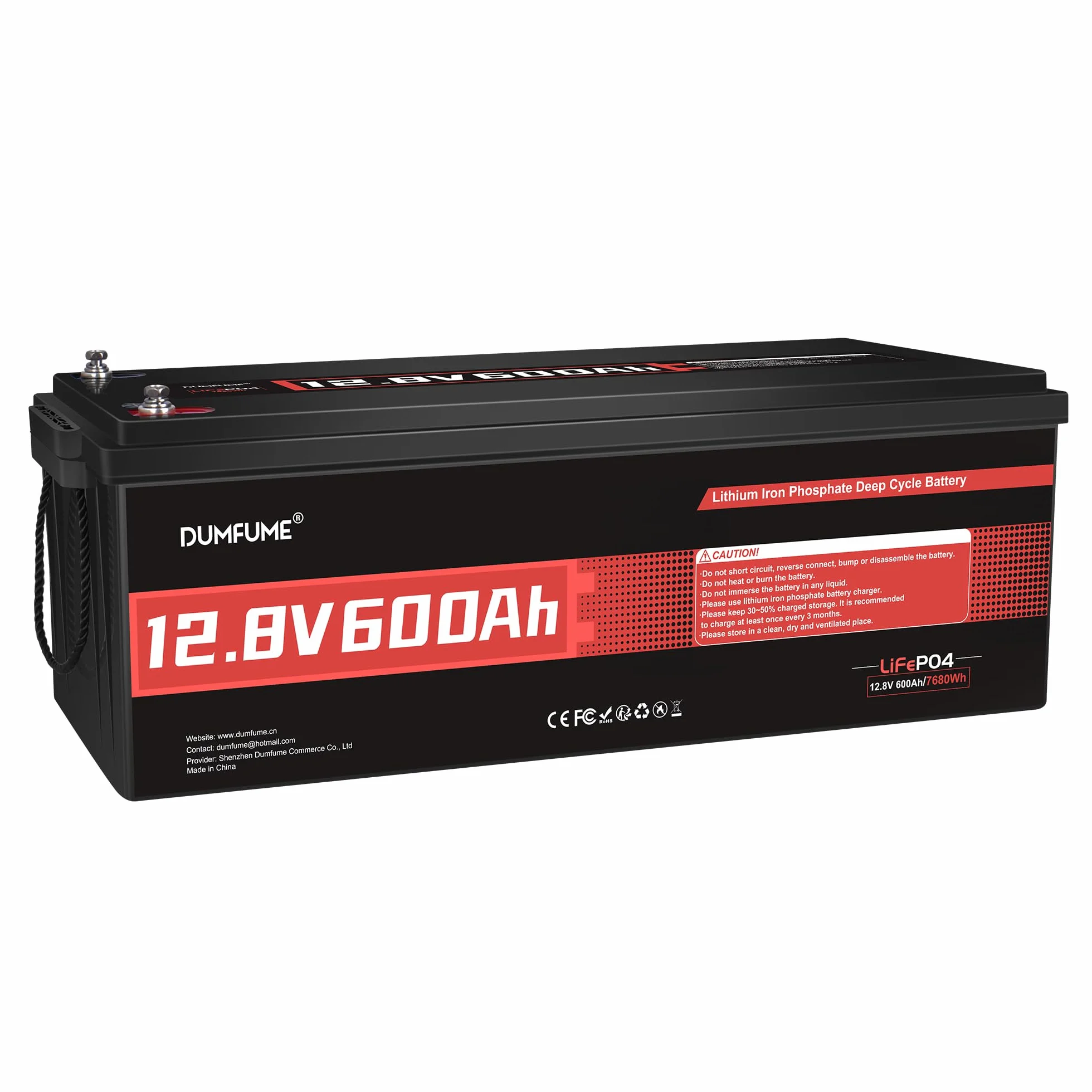 12V 600Ah Bateria LiFePO4, Wbudowany BMS 200A, Ochrona przed Niską Temperaturą, 6000+ Głębokich Cykli, 7200Wh Akumulator dla Kampera, Instalacji Solarnej, Off Grid, Domowego Magazynu Energii