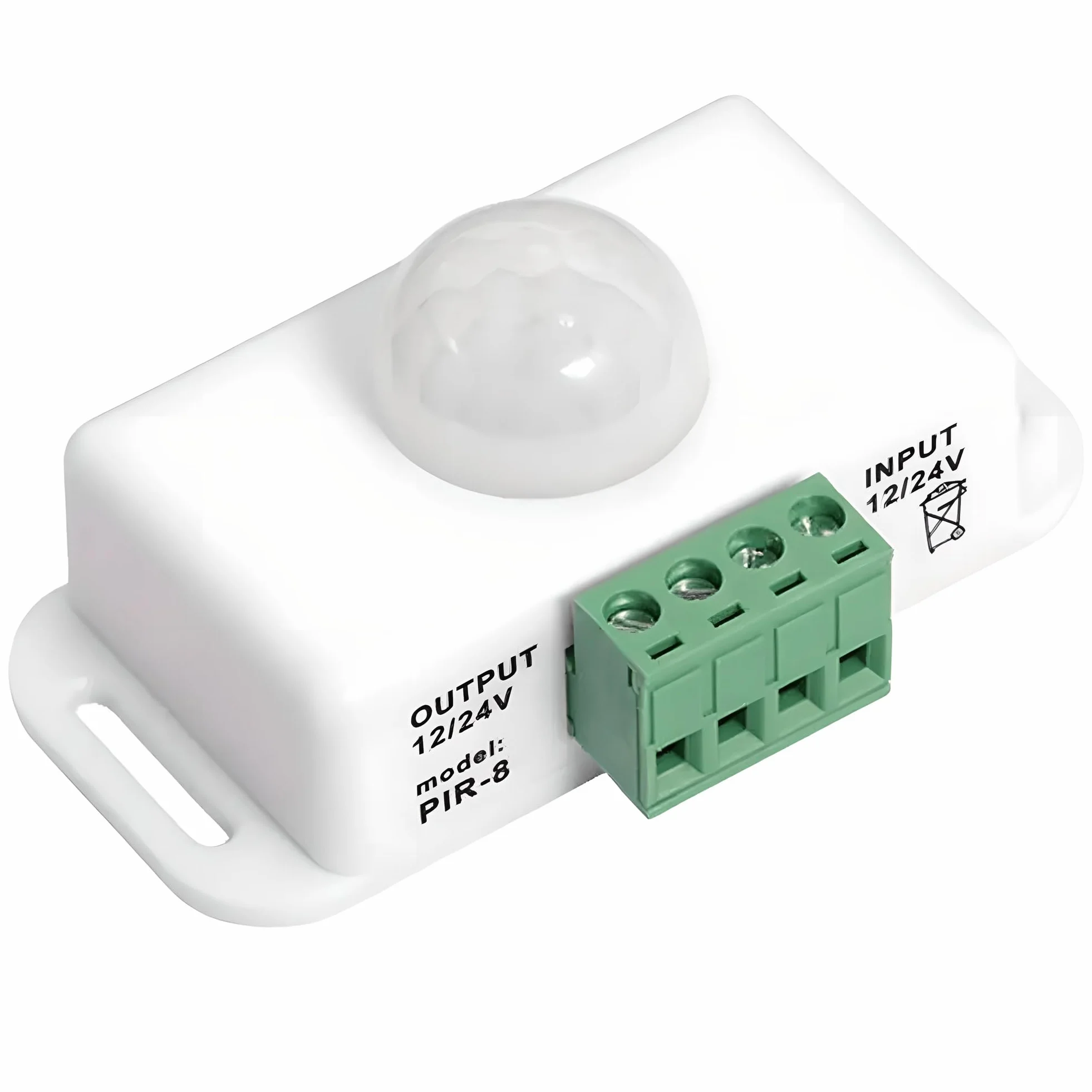 1 szt 12V-24V PIR Sensor Ruchu – Sterownik Światła Infradułotowego do Stripy, Dostosowalny Timer (1-10 Min), 120° Wykrywanie, Zasięg 8M (Biały)