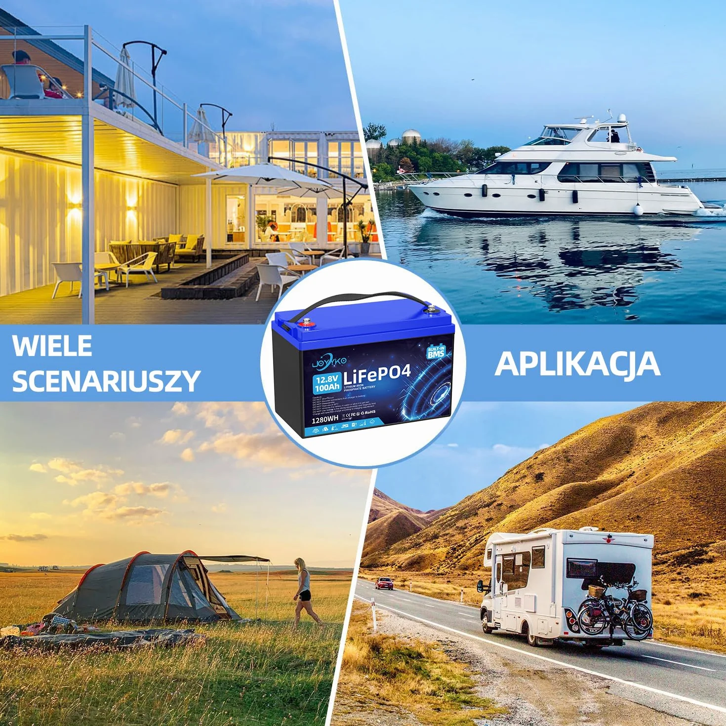 12V 100Ah Bateria LiFePO4, Bateria Litowa LiFePO4 z Krioprotekcją, 15000 Cykli, Akumulator Ochroną BMS LiFEPO4 Odpowiedni do Silników Trolingowych, Łodzi, Domowych Systemów Energii Magazynowania