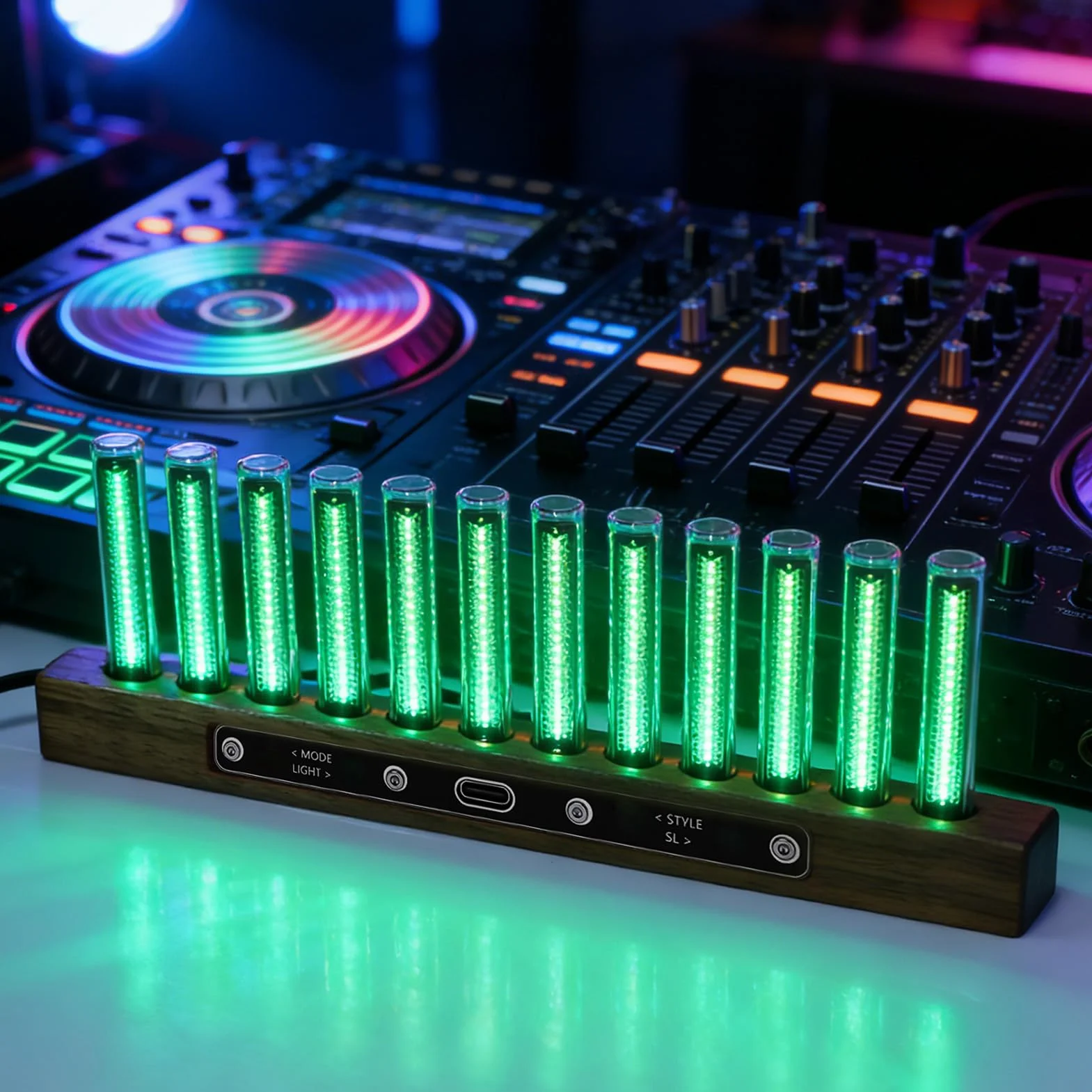 ASHATA Wyświetlacz LED Widma Muzycznego Analizatora Widma Audio z 12 świetlówkami Regulowana jasność