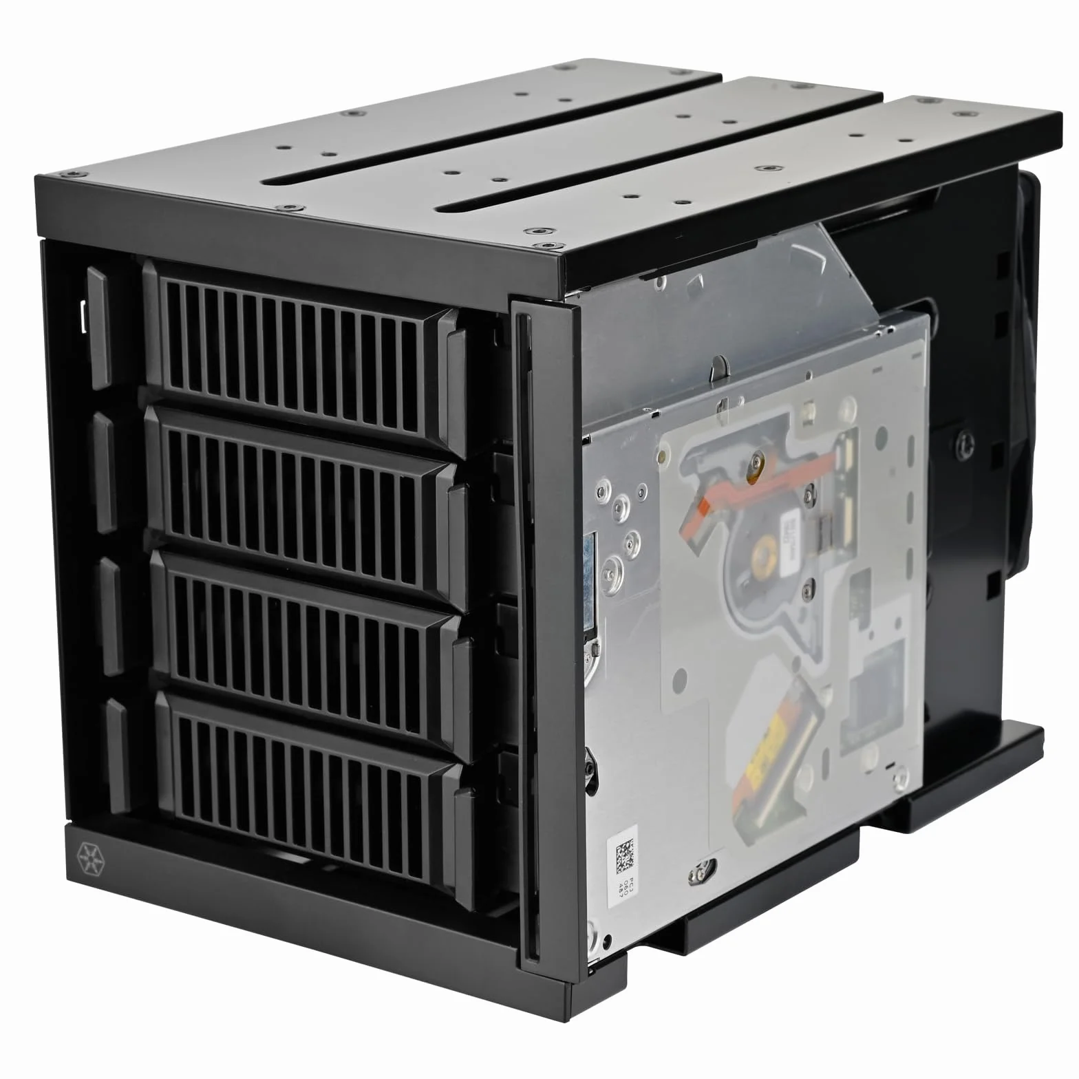 SilverStone Technology SST-FS304B-V, trzy kieszenie na urządzenia 5,25 cala na cztery 3,5-calowe gniazda SAS 12 G/SATA 6 Gbit/s z obsługą 9,5 mm Slim ODD