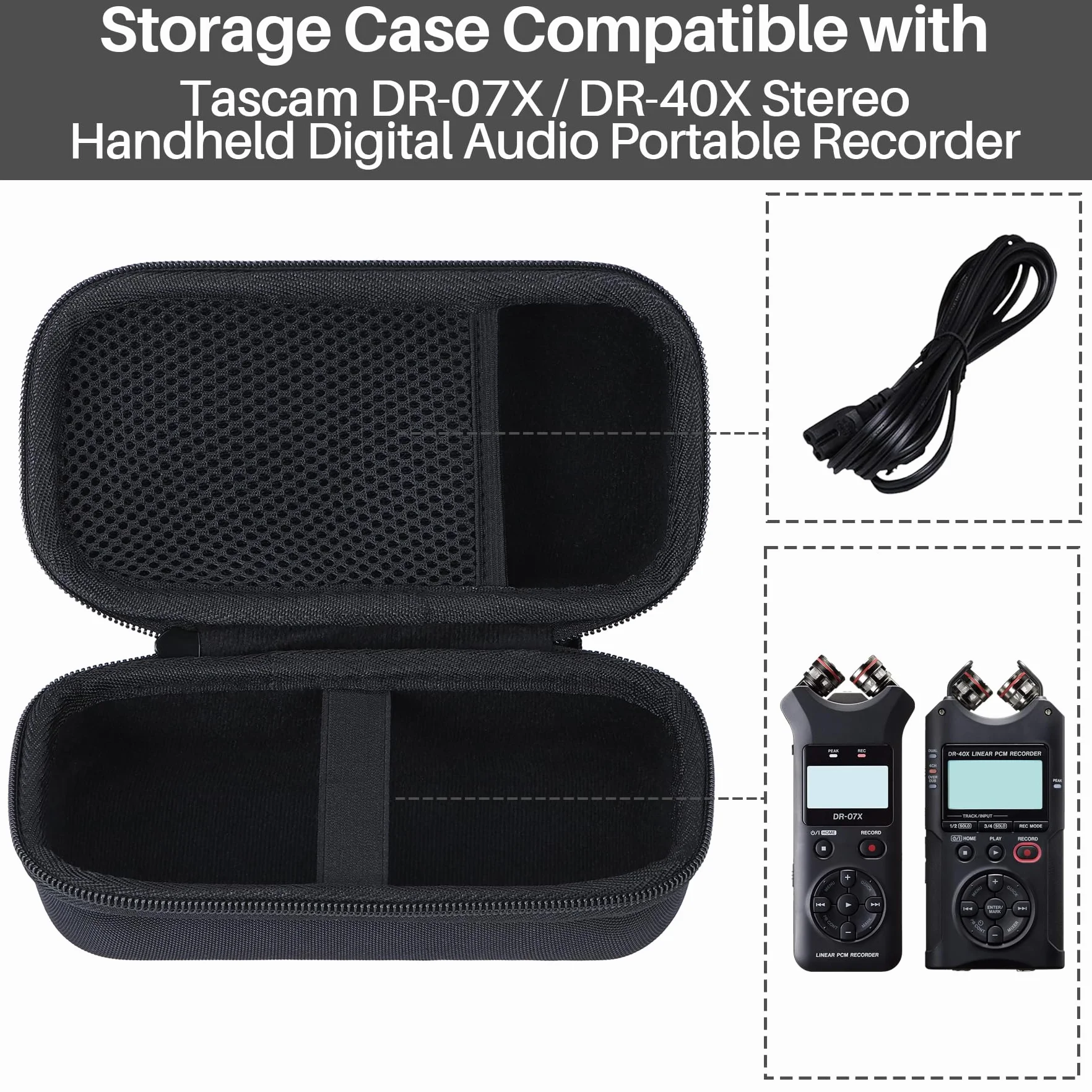 Lebakort Twarde etui ochronne etui pokrowiec do Tascam DR-07X /DR-07XP /DR-40X przenośny czterordrożny rejestrator audio