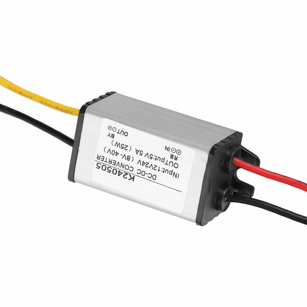 Jadeshay Konwerter prądu stałego, konwerter prądu stałego 12 V/24 V na 5 V, zasilacz 5 A, zmieniacz napięcia konwertera mocy samochodowej, moduł zasilacza regulatora napięcia wysokowydajnego